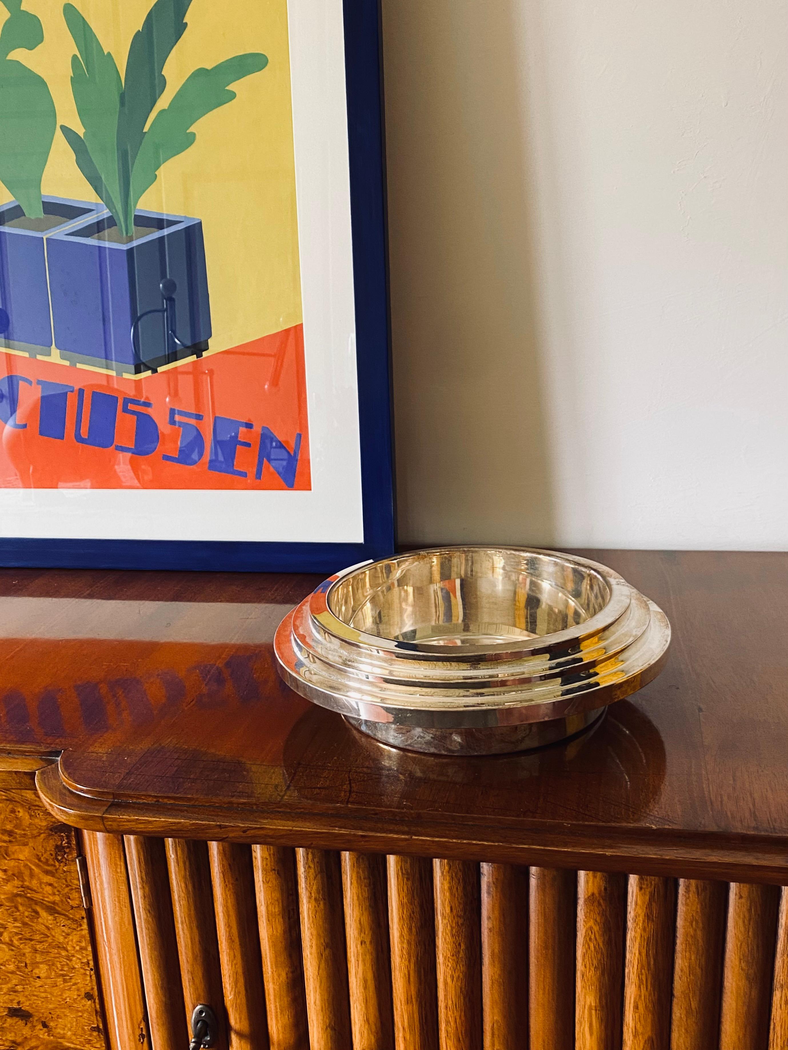 Ettore Sottsass, silver-plated bowl / vide poche, Cleto Munari Italy 1980s In Excellent Condition In Firenze, IT