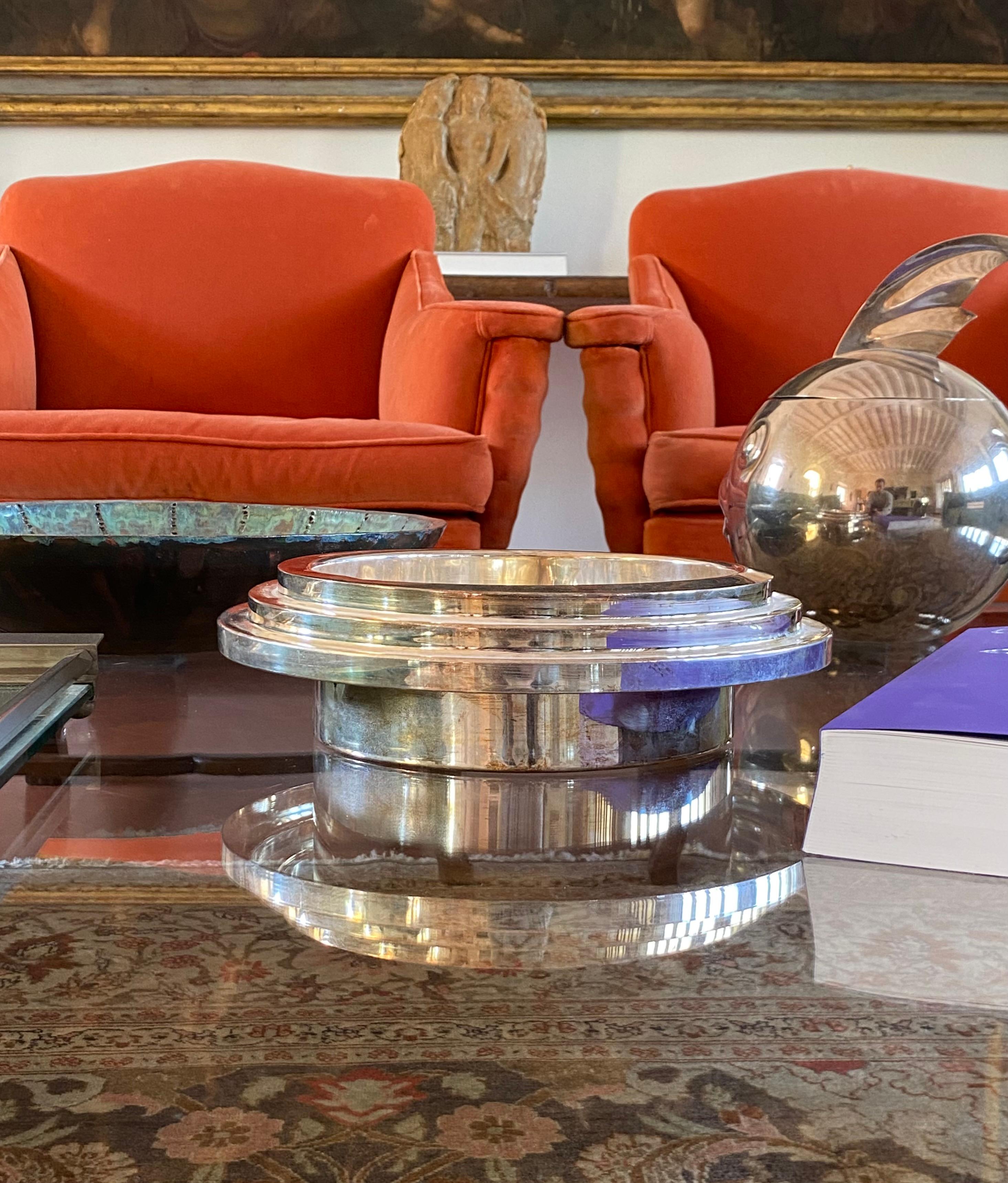 Ettore Sottsass, silver-plated bowl / vide poche, Cleto Munari Italy 1980s For Sale 1