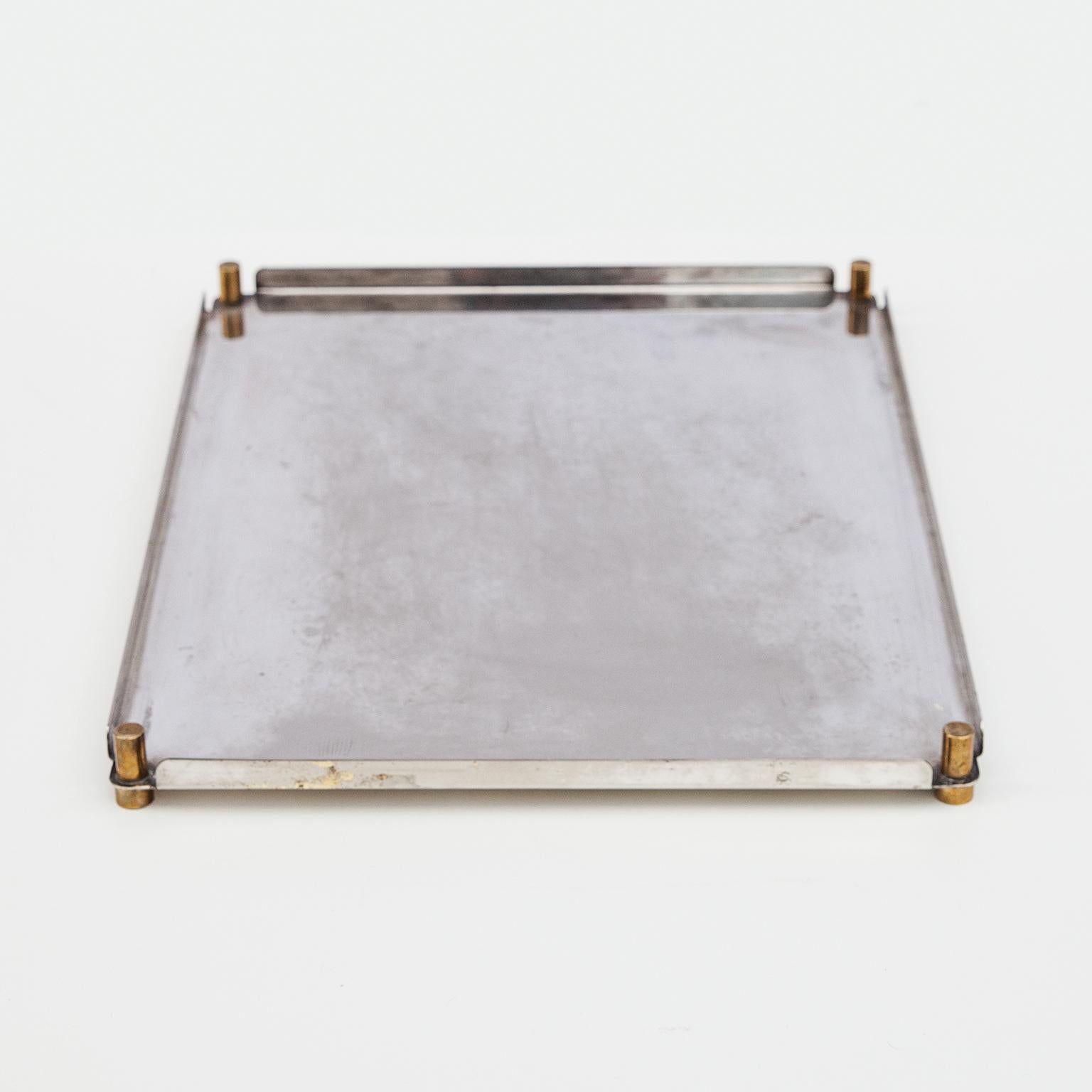 Italian Ettore Sottsass Silver Plated Tray 1990s Signed