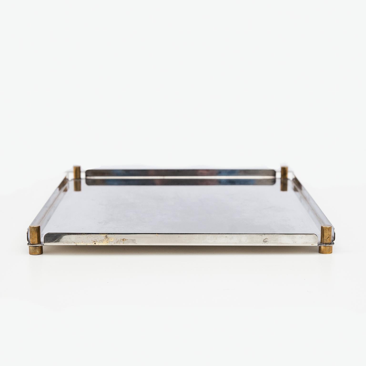 Ettore Sottsass Silver Plated Tray 1990s Signed 2