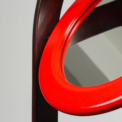 Ettore Sottsass SP63 “Sandretta” Table Mirror for Poltronova, Red Lacquered Wood