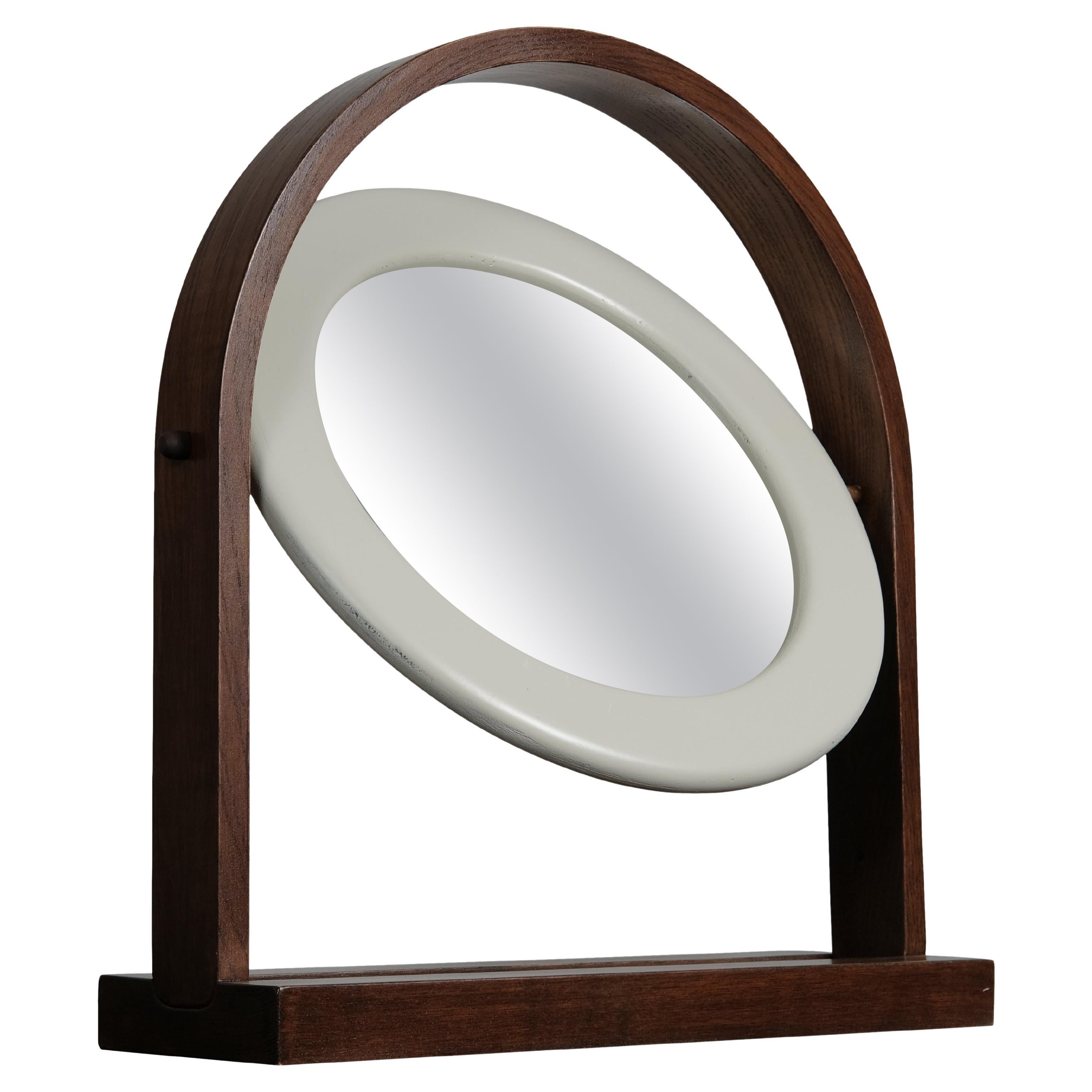 Ettore Sottsass SP63 Sandretta Table Mirror for Poltronova, White Lacquered Wood