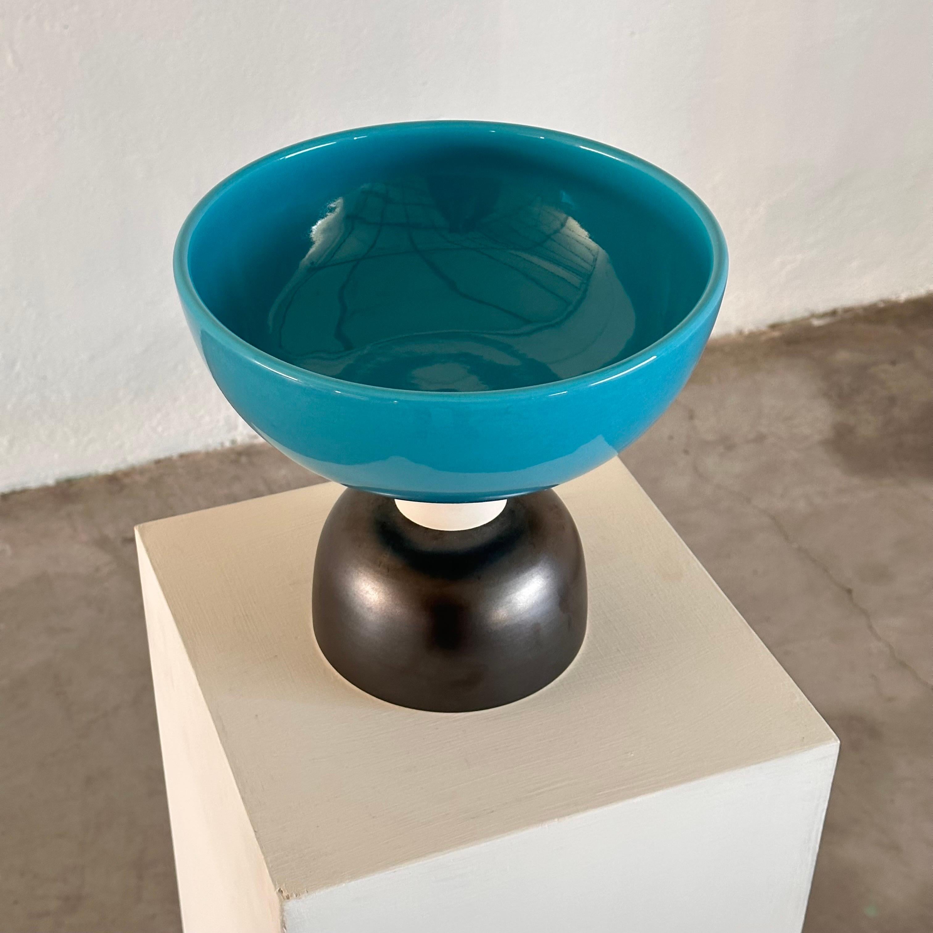 Ettore Sottsass Stand in grau und hellblau glasierter Keramik für Bitossi, 1960er Jahre (Moderne der Mitte des Jahrhunderts) im Angebot