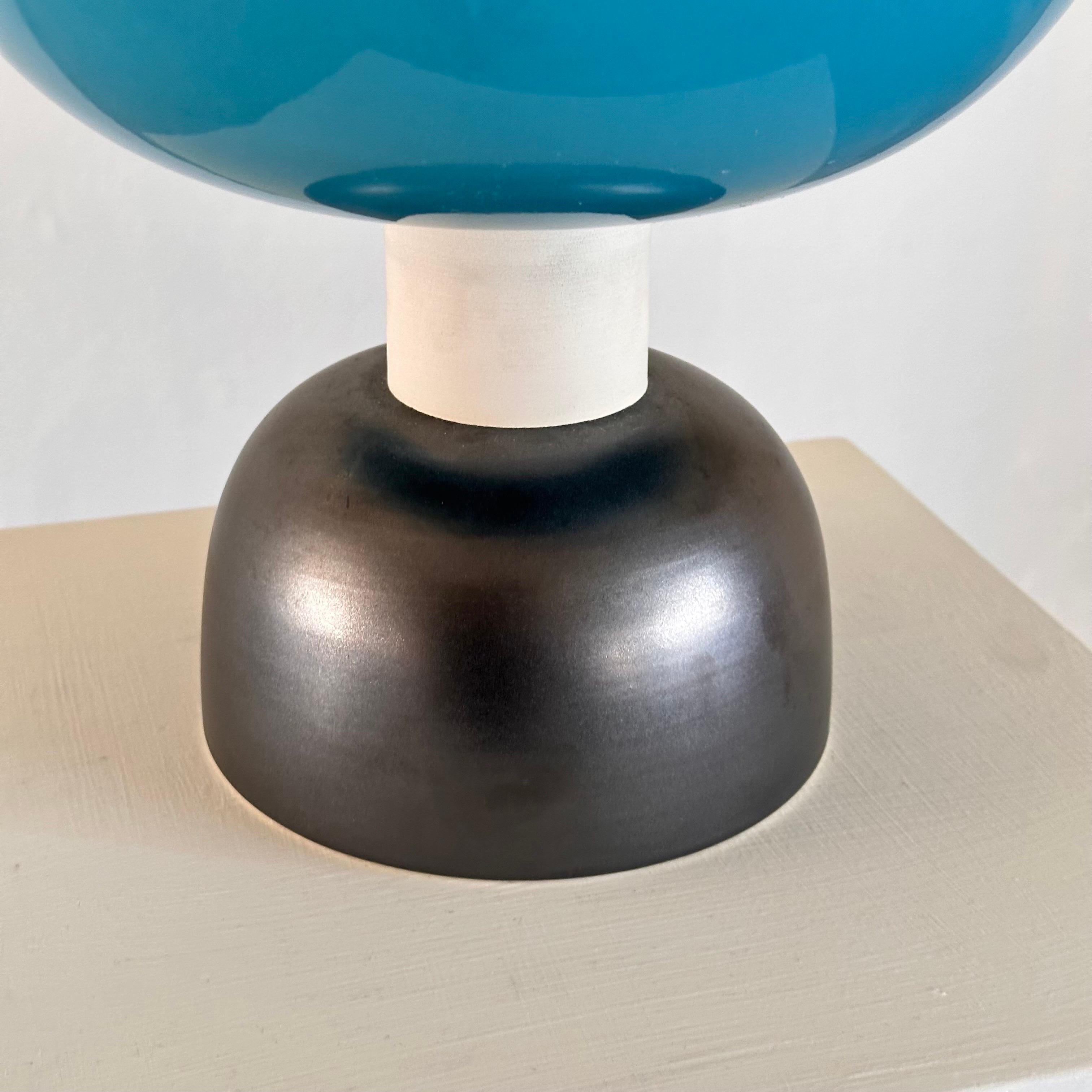 Italian Ettore Sottsass Stand in Gray and Light Blue Glazed Ceramic for Bitossi, 1960s For Sale