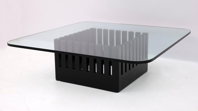 Post-Modern Ettore Sottsass Style Postmodern Crystal and Lacquered Wood Coffee Table, 1980s