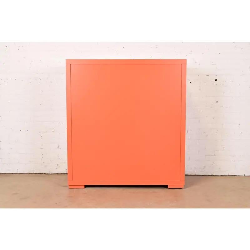 Ettore Sottsass Style Postmodern Magenta and Orange Lacquered Cabinet For Sale 5