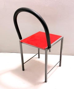 Ettore Sottsass style Red Vintage Side Chair, Laminate & Metal, Italy, 1980s
