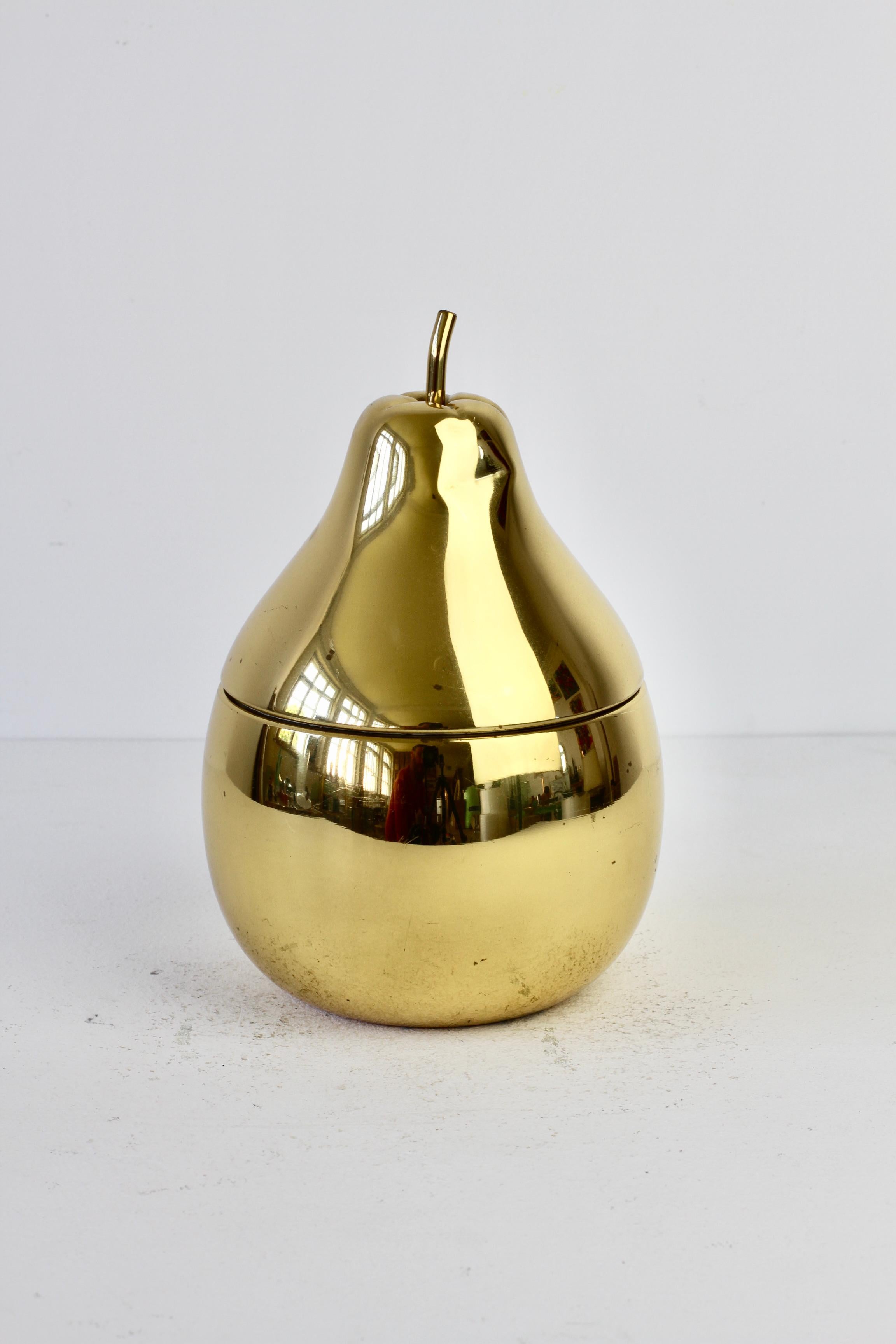 Italian Ettore Sottsass Style Vintage Pear Shaped Brass Ice Cube Bucket or Holder, 1970s For Sale