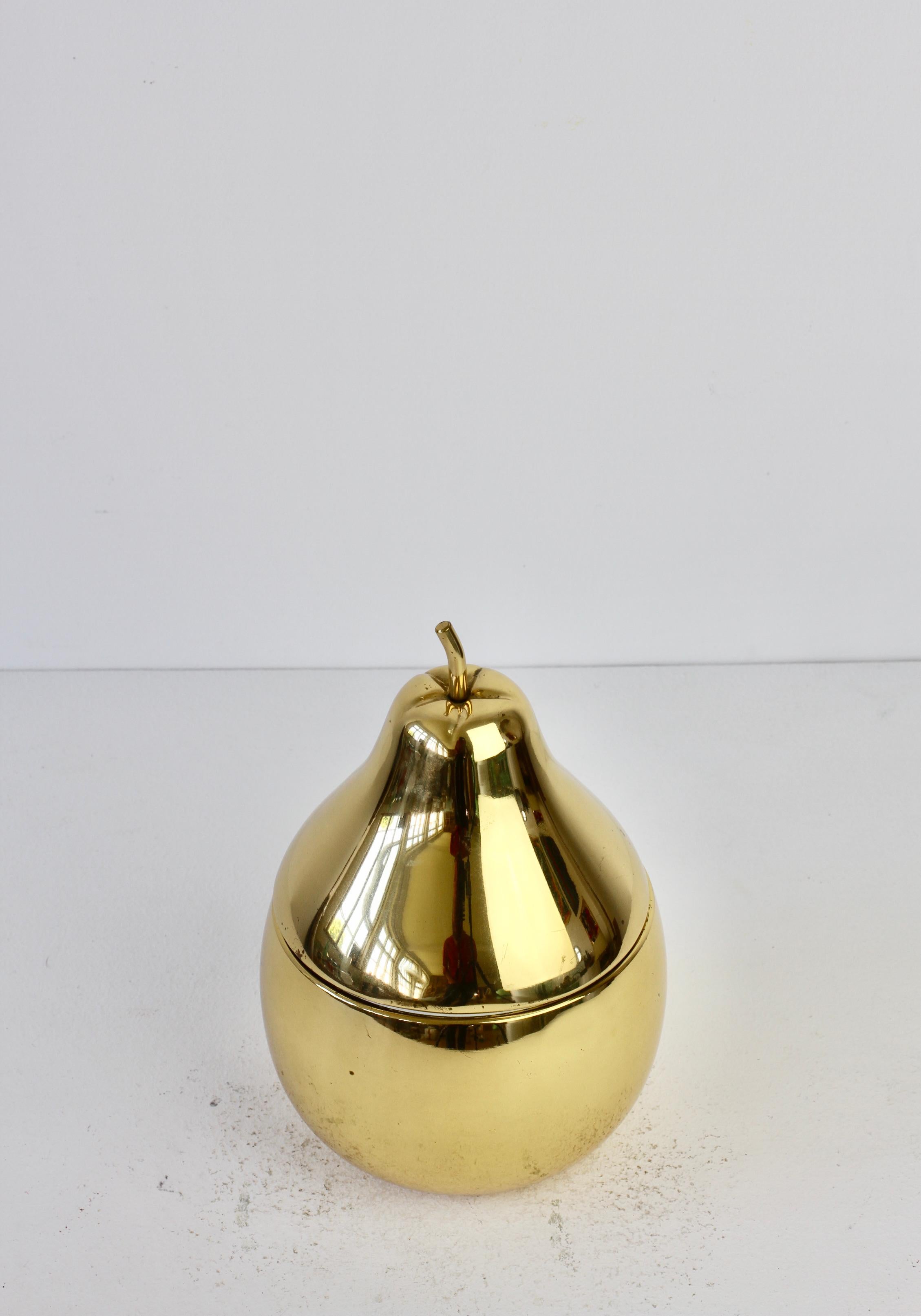 Late 20th Century Ettore Sottsass Style Vintage Pear Shaped Brass Ice Cube Bucket or Holder, 1970s For Sale