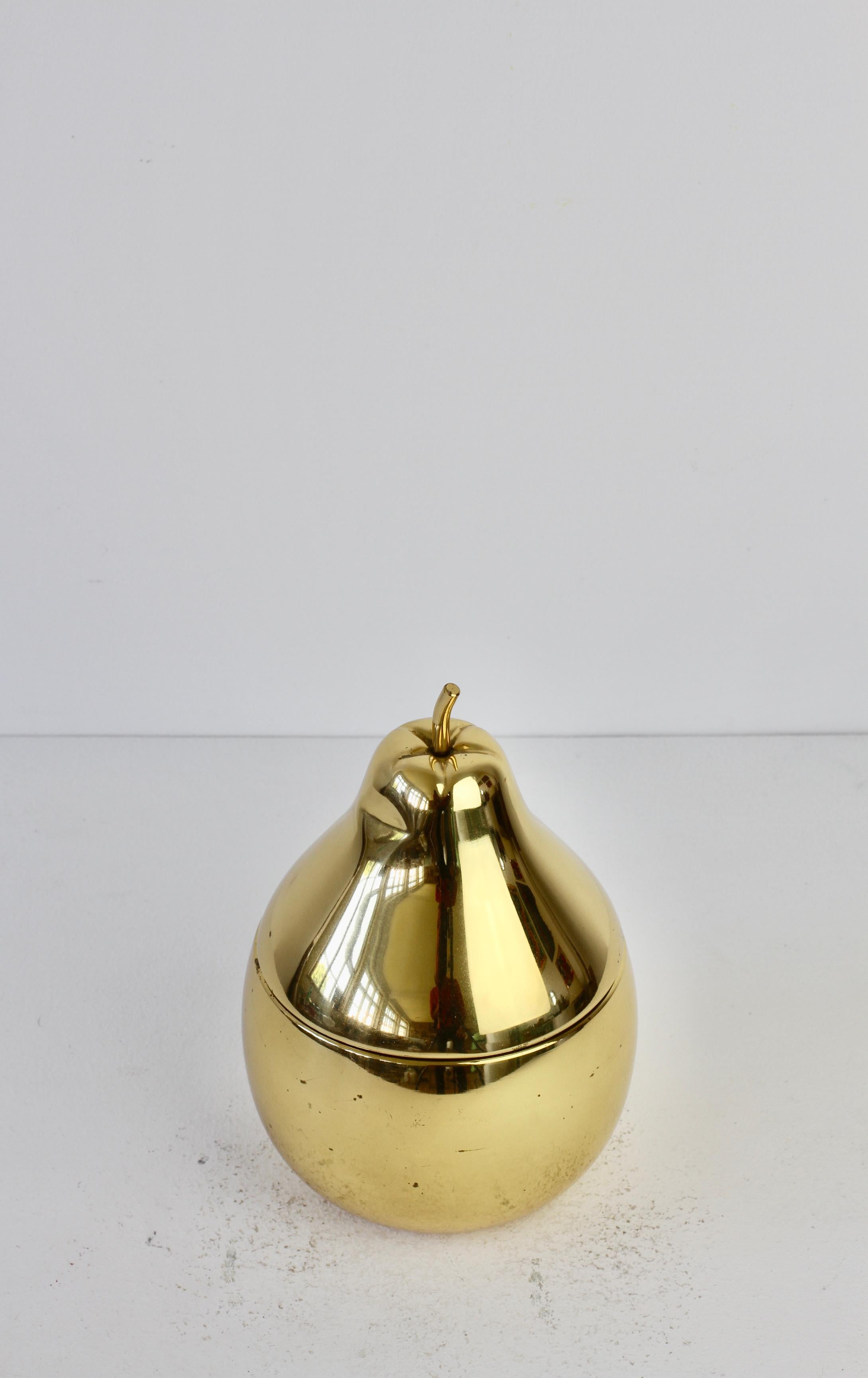Ettore Sottsass Style Vintage Pear Shaped Brass Ice Cube Bucket or Holder, 1970s For Sale 1