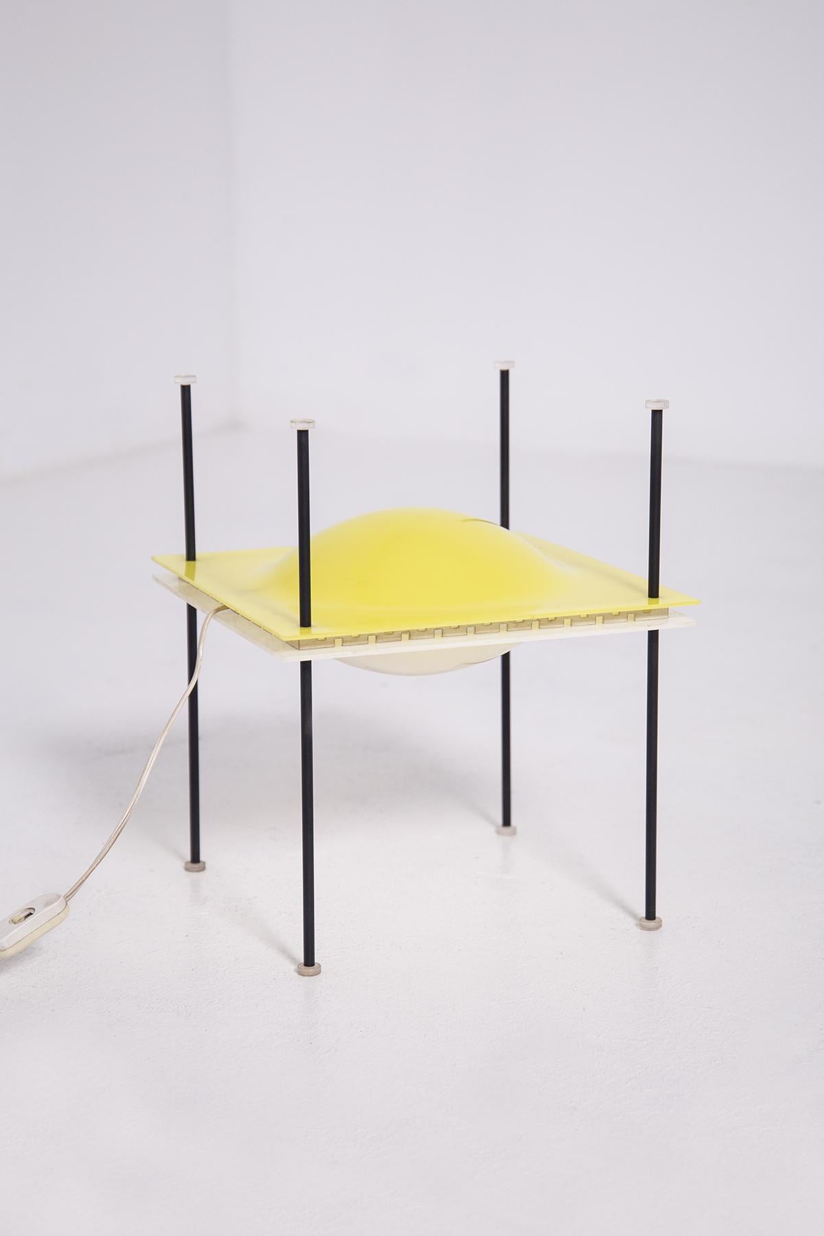 Ettore Sottsass Table Lamp Ufo for Arredoluce in Yellow and White Plexiglass 9