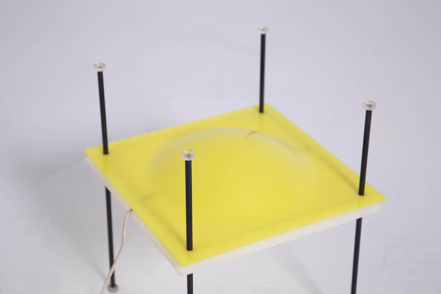 Mid-Century Modern Ettore Sottsass Table Lamp Ufo for Arredoluce in Yellow and White Plexiglass