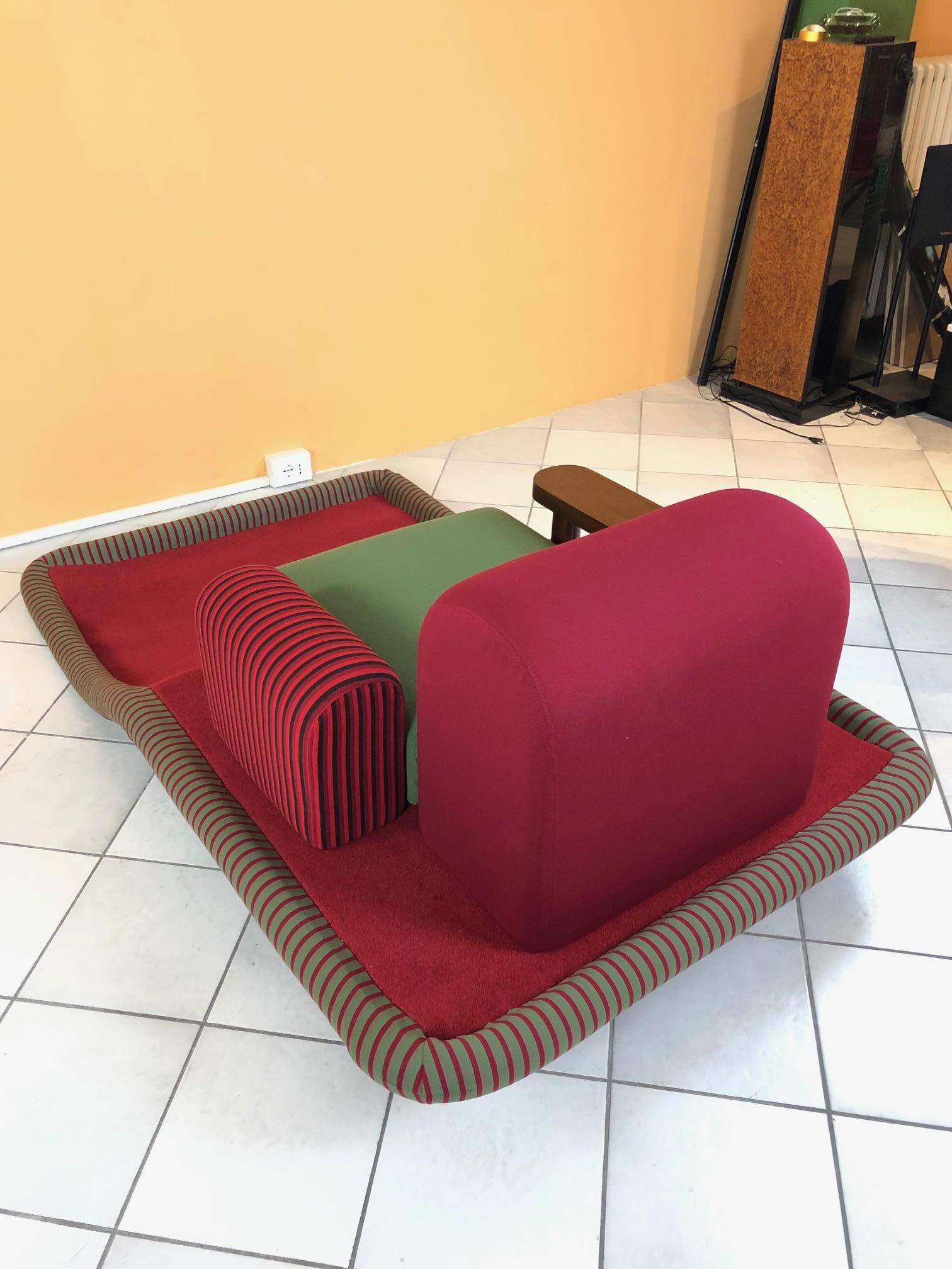 Fabric Ettore Sottsass “Tappeto Volante” Armchair for Bedding Brevetti, Italy, 1974 For Sale