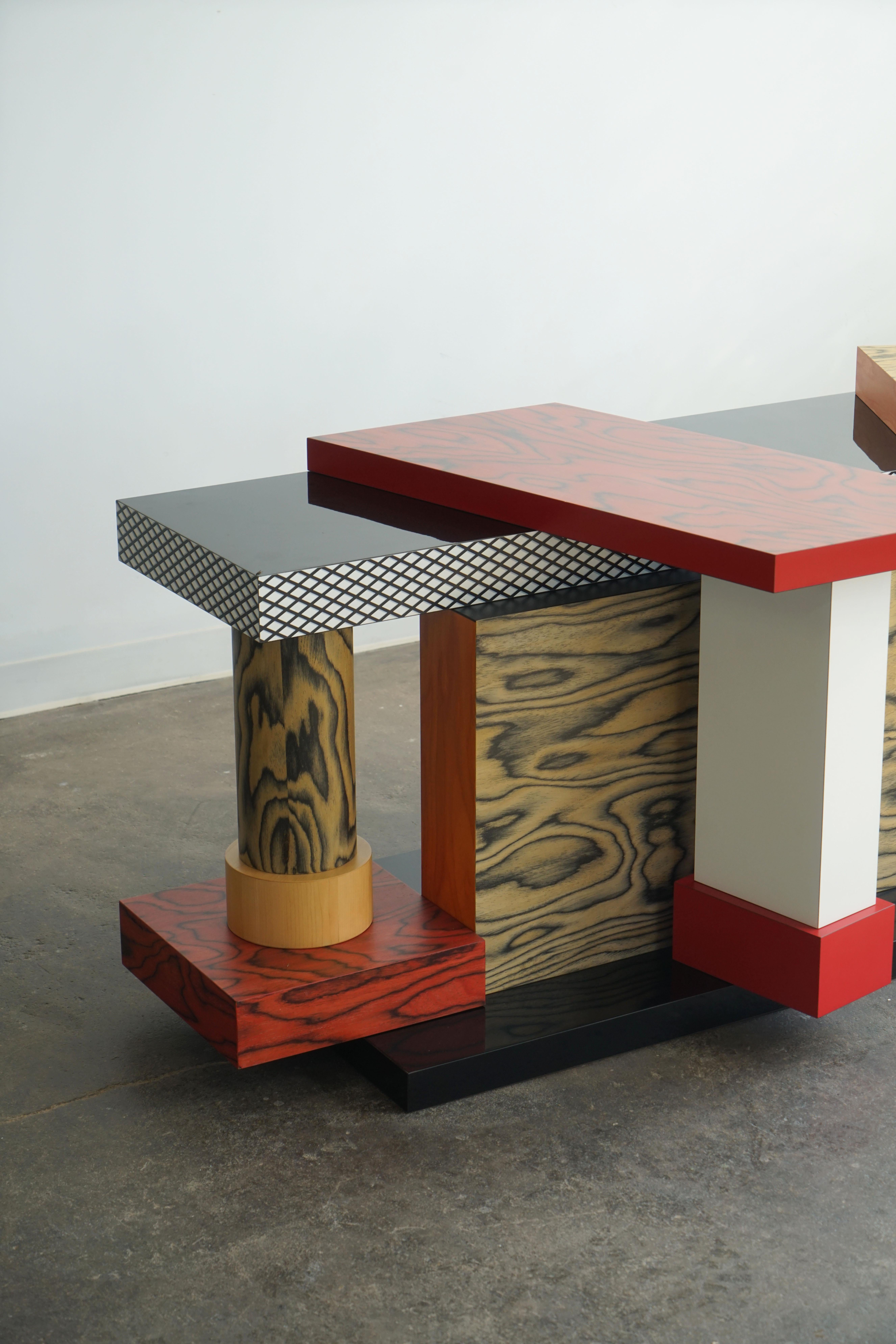 Ettore Sottsass Tartar console table for Memphis Milano Collection In Good Condition For Sale In Chicago, IL