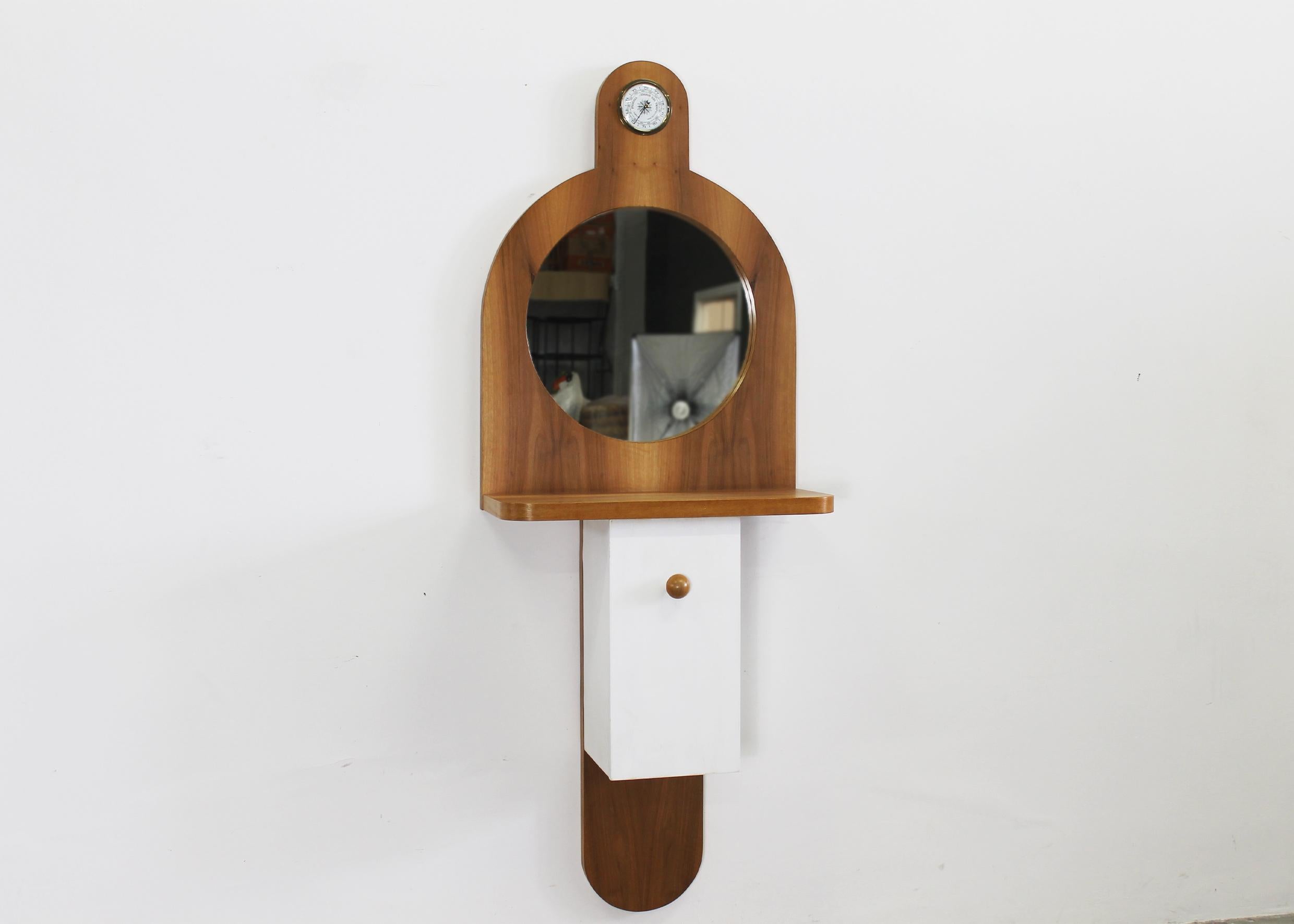 Italian Ettore Sottsass Tempus Wall Cabinet in Wood by Poltronova 1960s