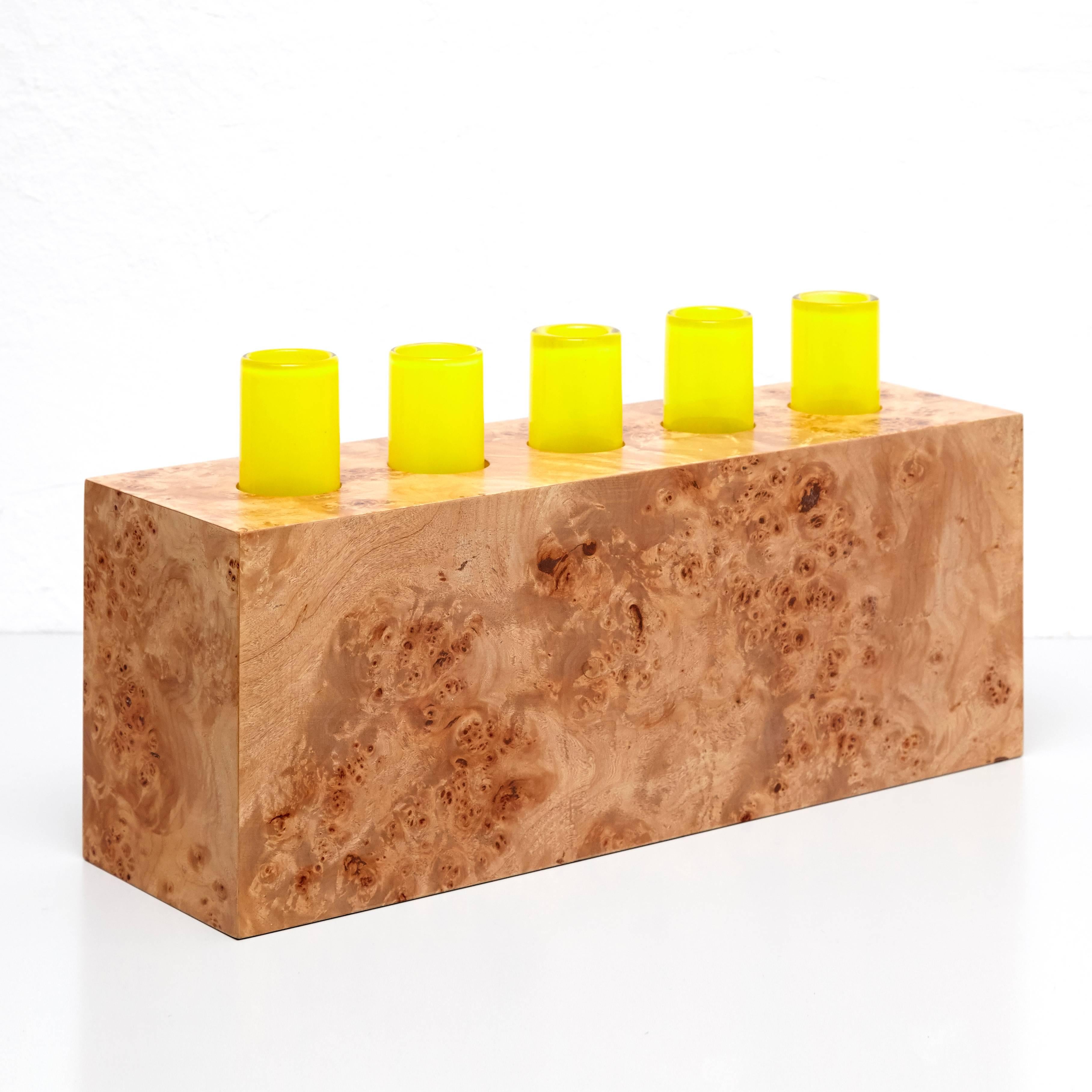 Spanish Ettore Sottsass Twenty-Seven Woods for a Chinese Artificial Flower Vase Z