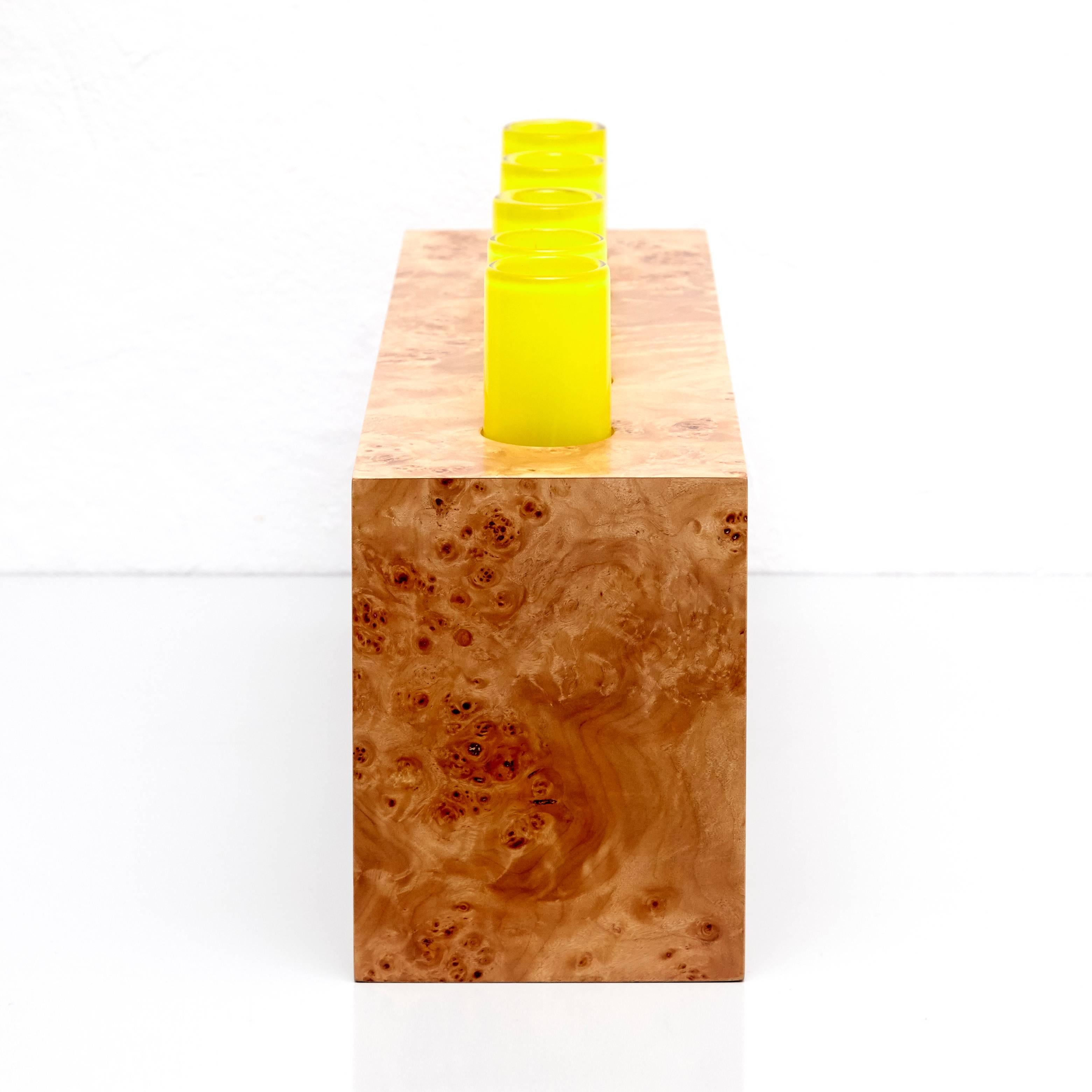 Spanish Ettore Sottsass Twenty-Seven Woods for a Chinese Artificial Flower Vase Z