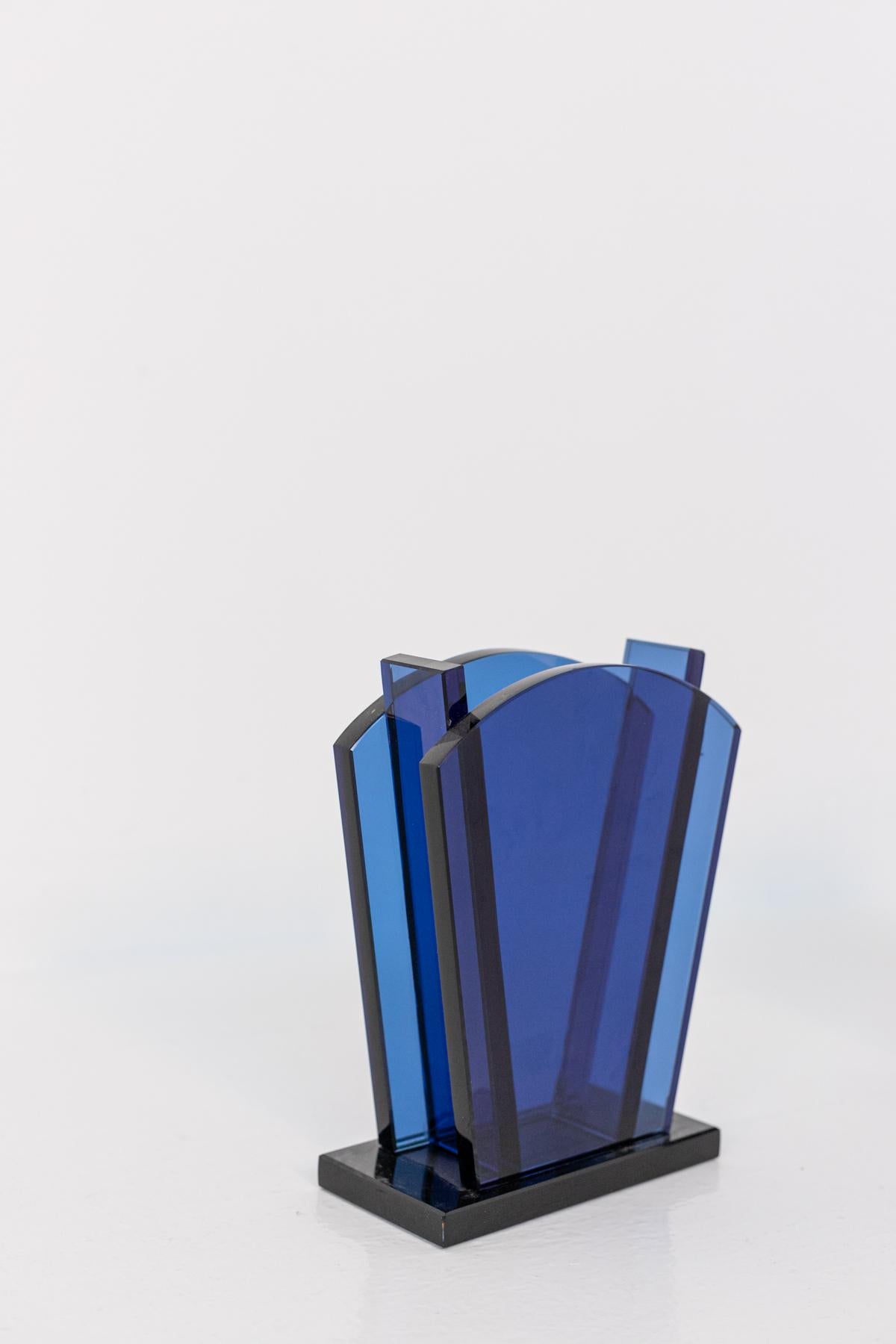Ettore Sottsass Vase for Fontana Arte Vase in Blue Glass 3
