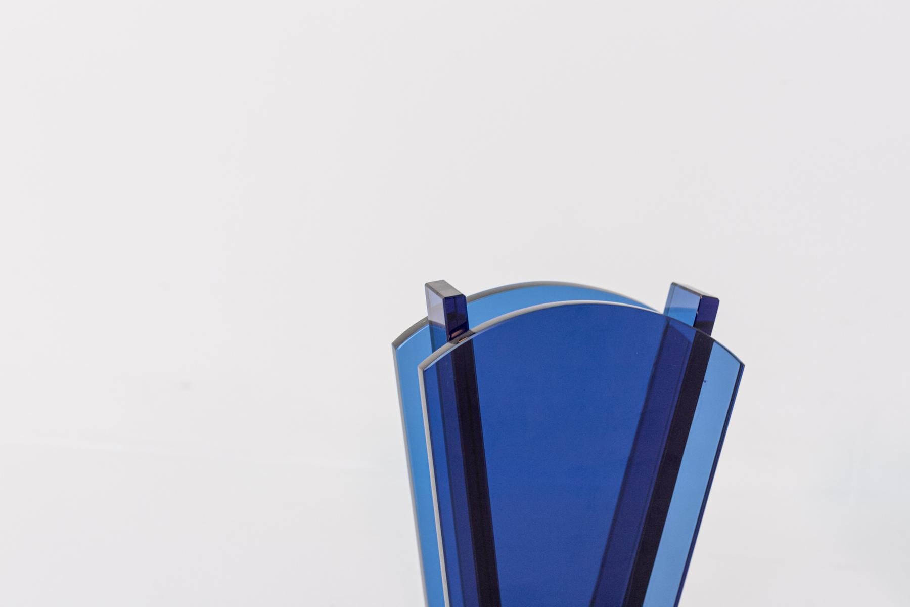 Late 20th Century Ettore Sottsass Vase for Fontana Arte in Blue Glass