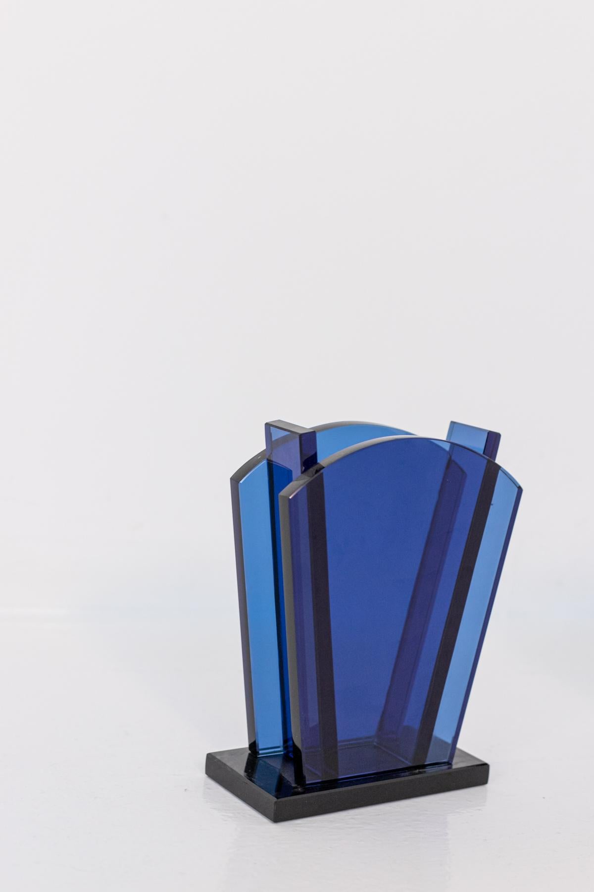 Art Glass Ettore Sottsass Vase for Fontana Arte in Blue Glass
