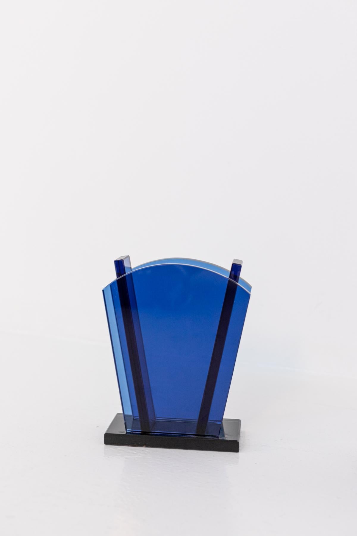 Ettore Sottsass Vase for Fontana Arte Vase in Blue Glass 1