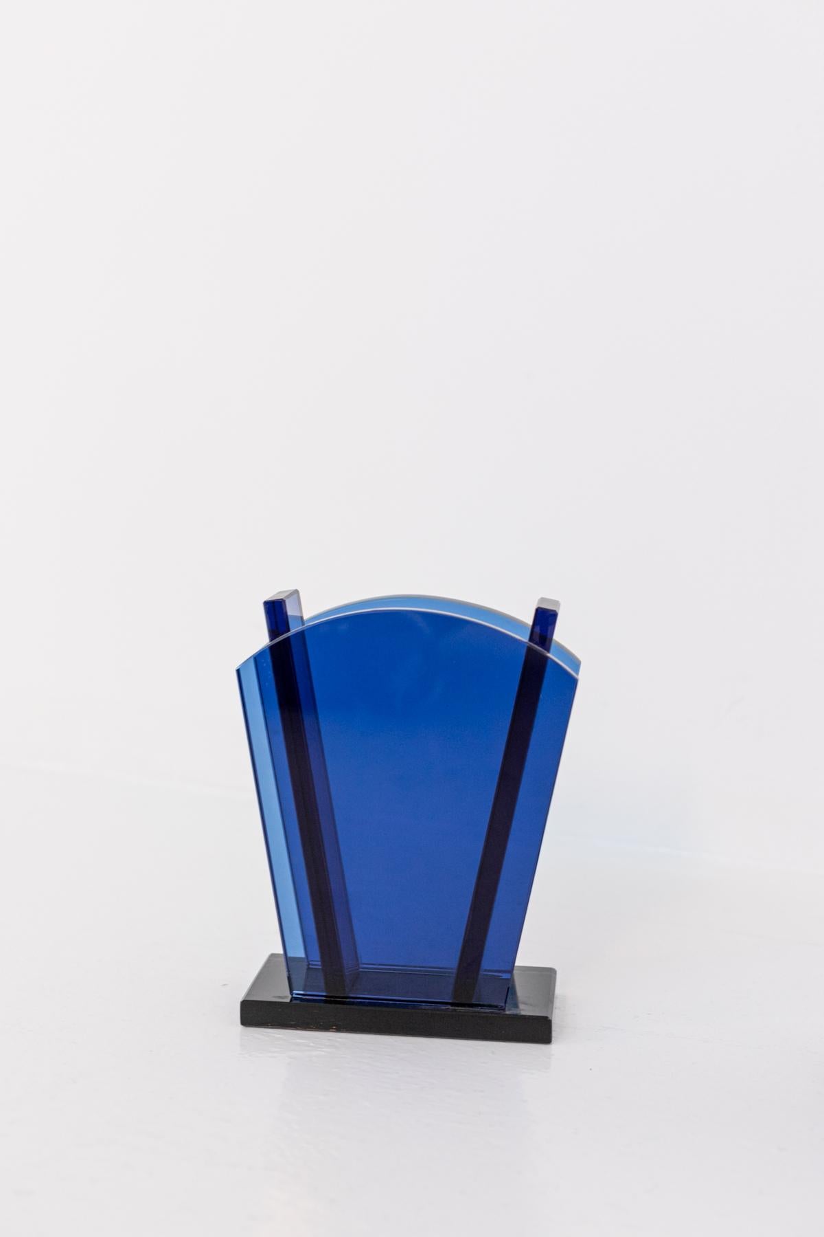 Ettore Sottsass Vase for Fontana Arte in Blue Glass 1