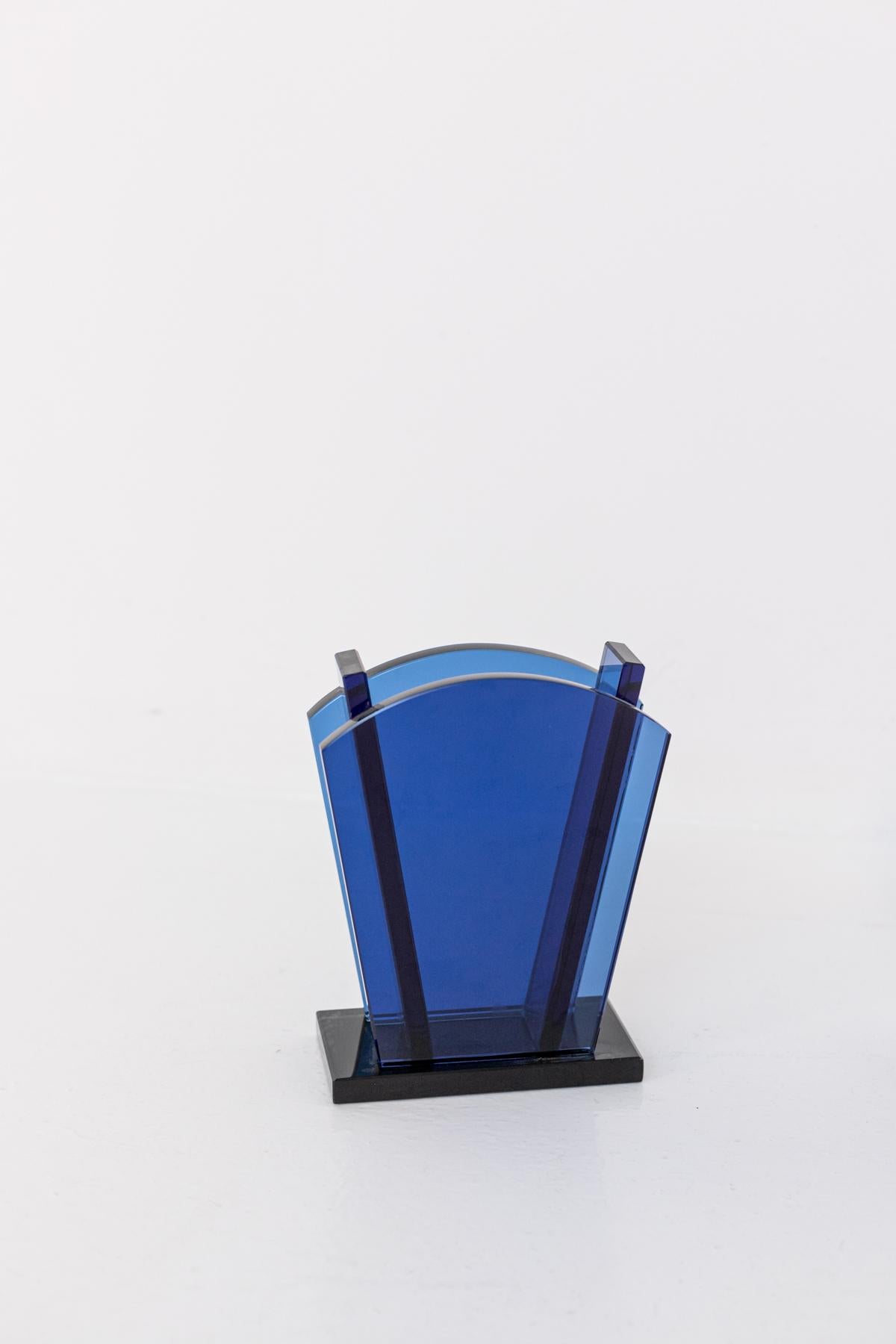 Ettore Sottsass Vase for Fontana Arte Vase in Blue Glass 2