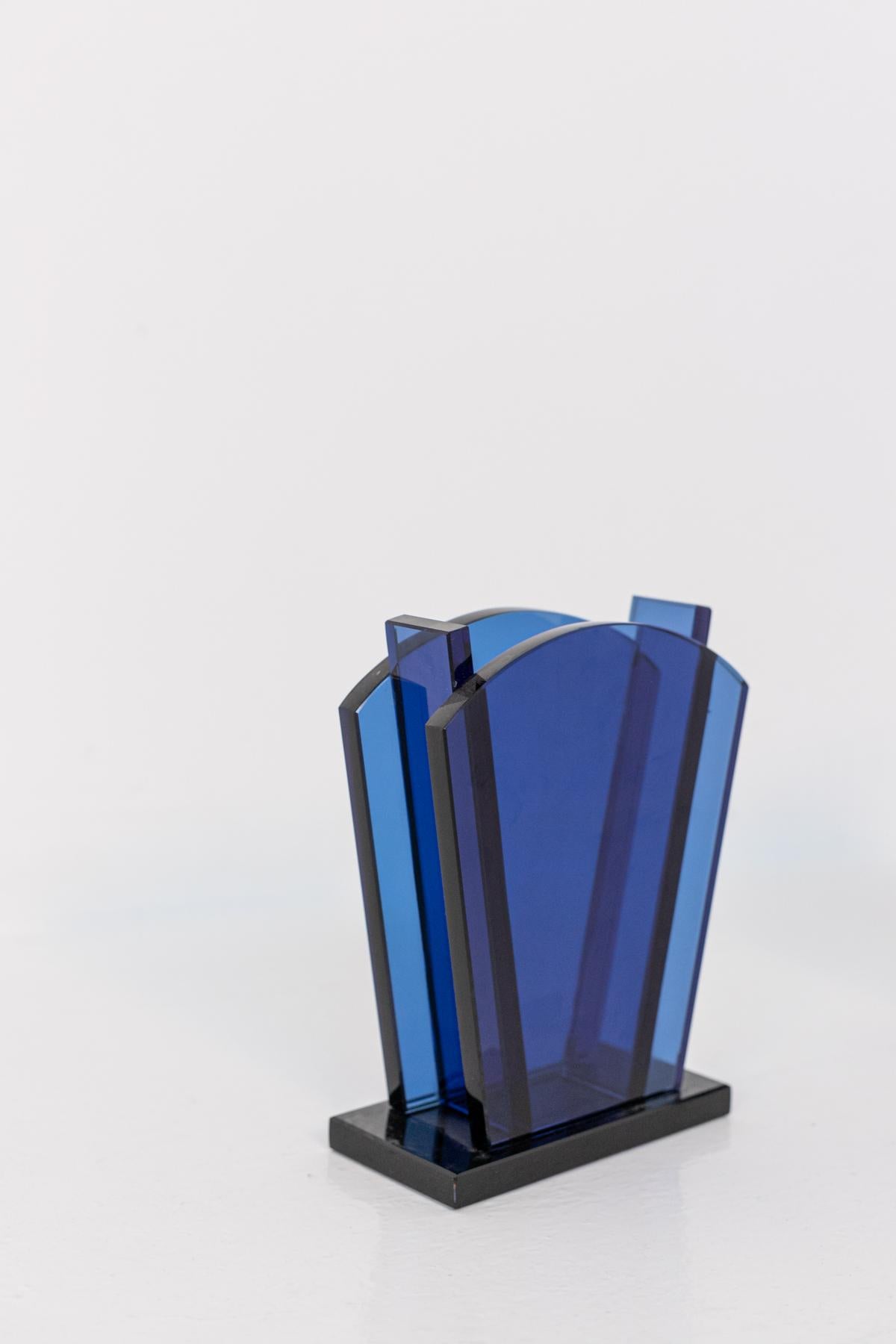Ettore Sottsass Vase for Fontana Arte in Blue Glass 2