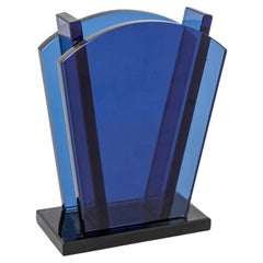 Ettore Sottsass Vase für Fontana Arte Vase aus blauem Glas