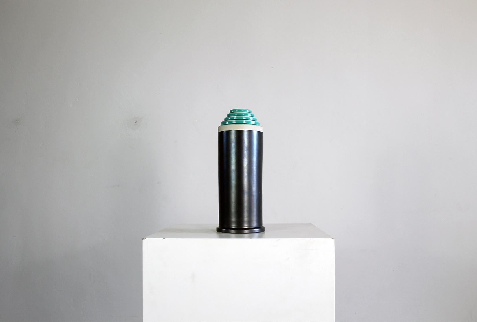 Post-Modern Ettore Sottsass Vase from Stepped Series in Enameled Ceramic by Bitossi 1990s