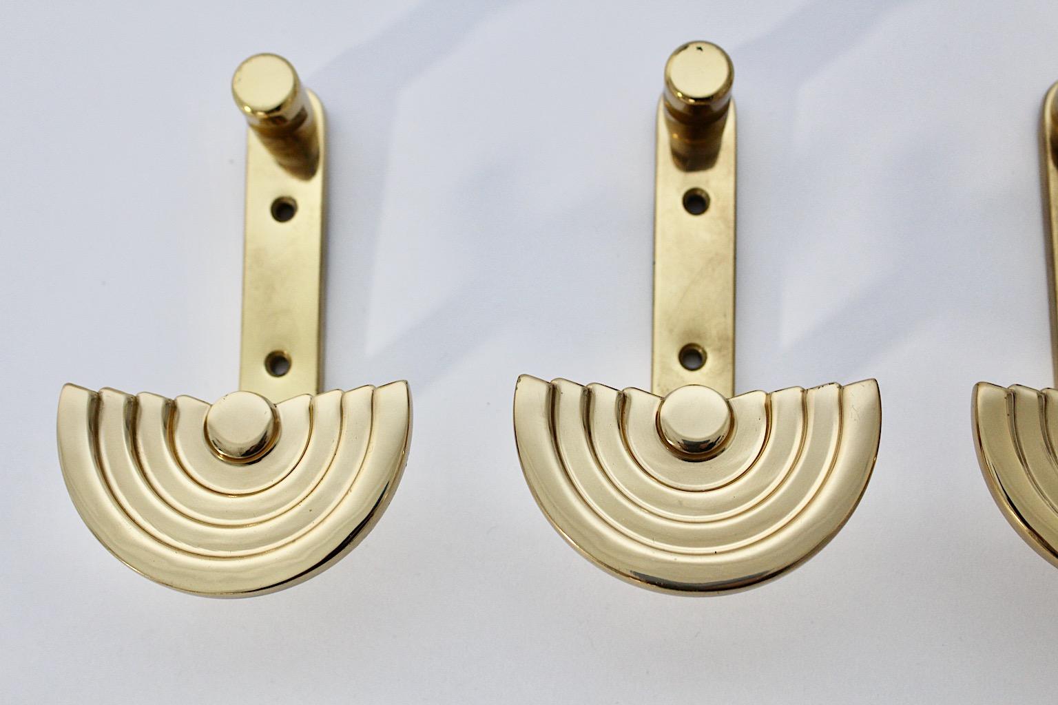 Ettore Sottsass Vintage Brass Four Wall Hooks or Coat Hooks circa 1985 Italy For Sale 3