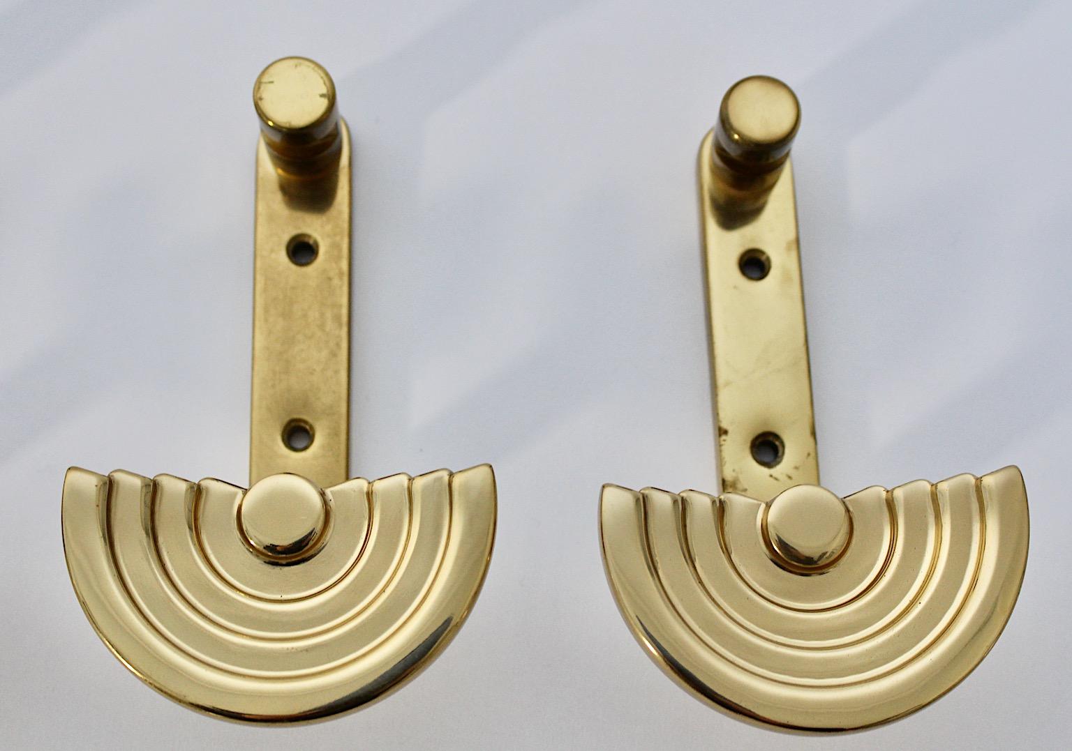 Ettore Sottsass Vintage Brass Four Wall Hooks or Coat Hooks circa 1985 Italy For Sale 5