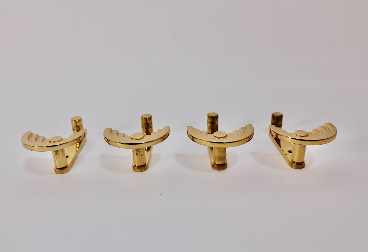 Post-Modern Ettore Sottsass Vintage Brass Four Wall Hooks or Coat Hooks circa 1985 Italy For Sale