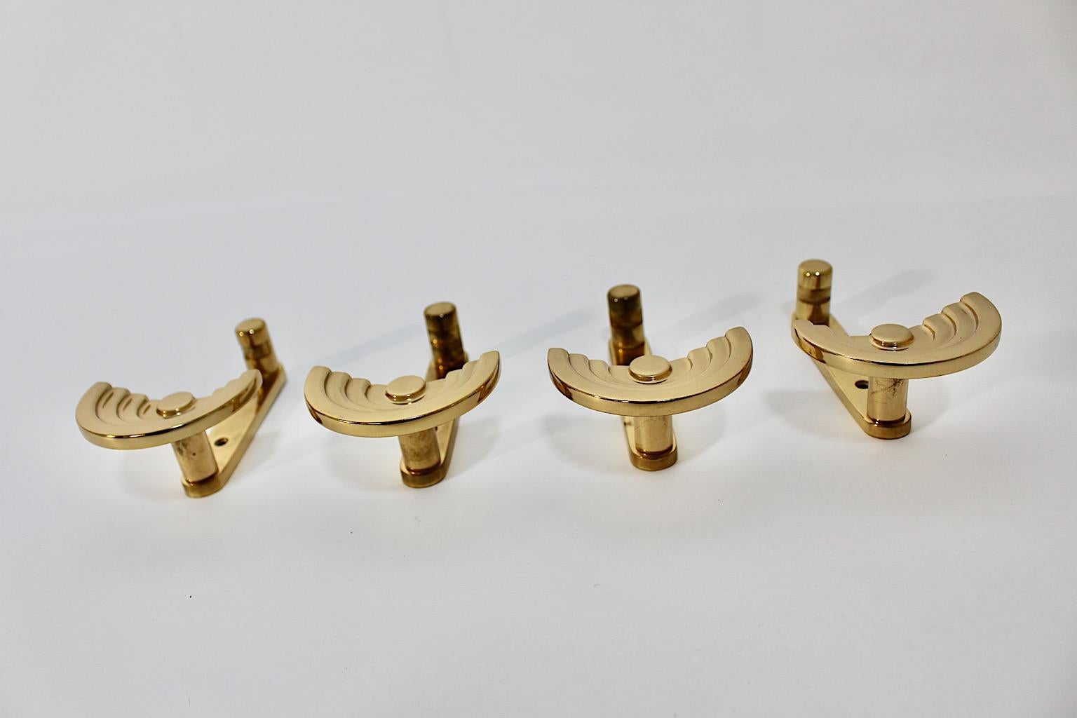 Late 20th Century Ettore Sottsass Vintage Brass Four Wall Hooks or Coat Hooks circa 1985 Italy For Sale
