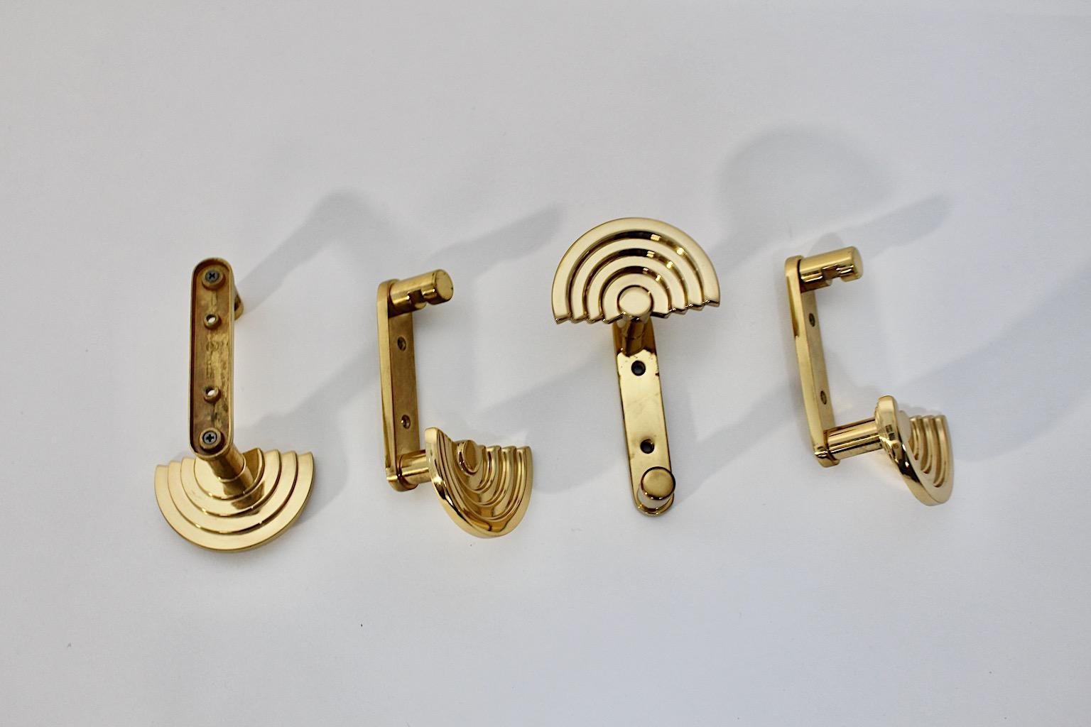 Ettore Sottsass Vintage Brass Four Wall Hooks or Coat Hooks circa 1985 Italy For Sale 2