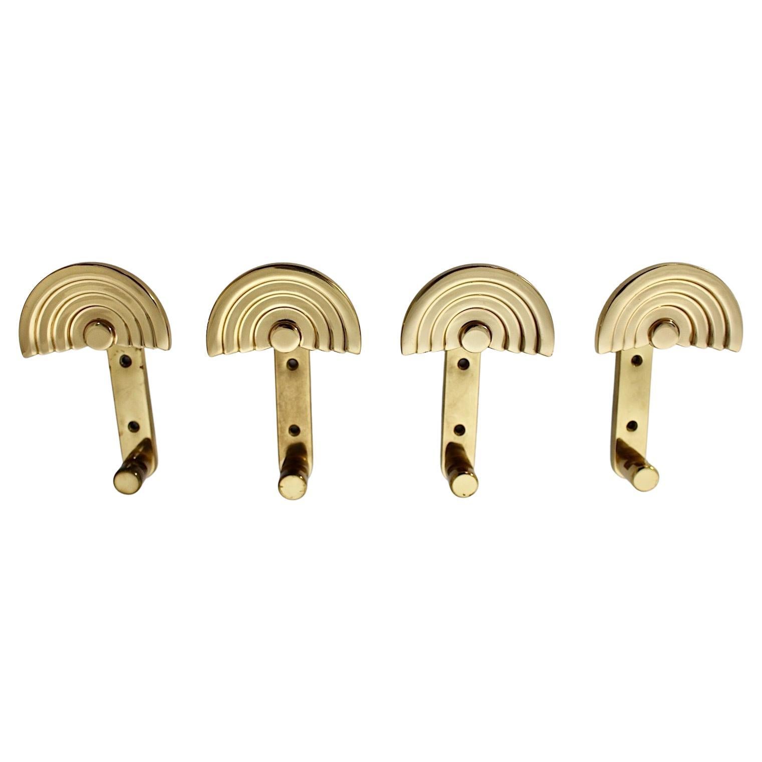 Ettore Sottsass Vintage Brass Four Wall Hooks or Coat Hooks circa 1985 Italy For Sale