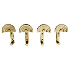 Ettore Sottsass Vintage Brass Four Wall Hooks or Coat Hooks circa 1985 Italy