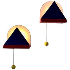 Ettore Sottsass Wall Lamps for Ikea 1980s, in Blue and Red