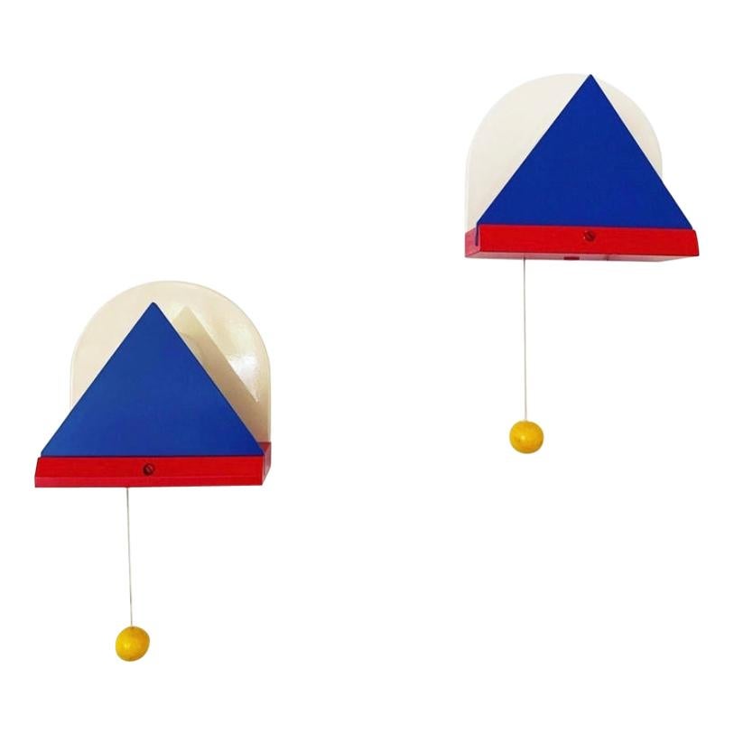 Ettore Sottsass Wall Lamps for Ikea 1980s, in Blue and Red