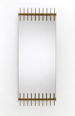 Ettore Sottsass Wall Mirror with Brass Frame by Santambrogio & DeBerti 1950s