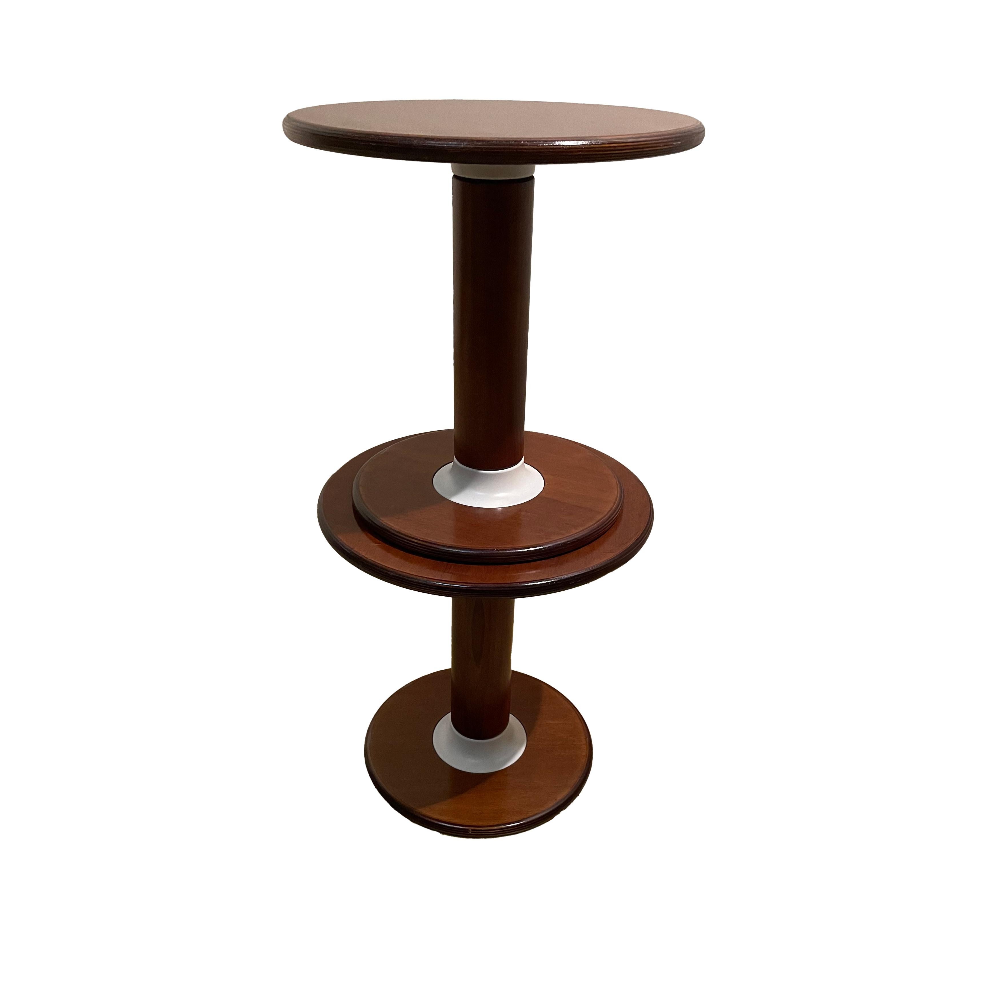 Lacquered Ettore Sottsass Walnut Rocchetto Side Table for Poltronova, 1964, Set of 2  For Sale