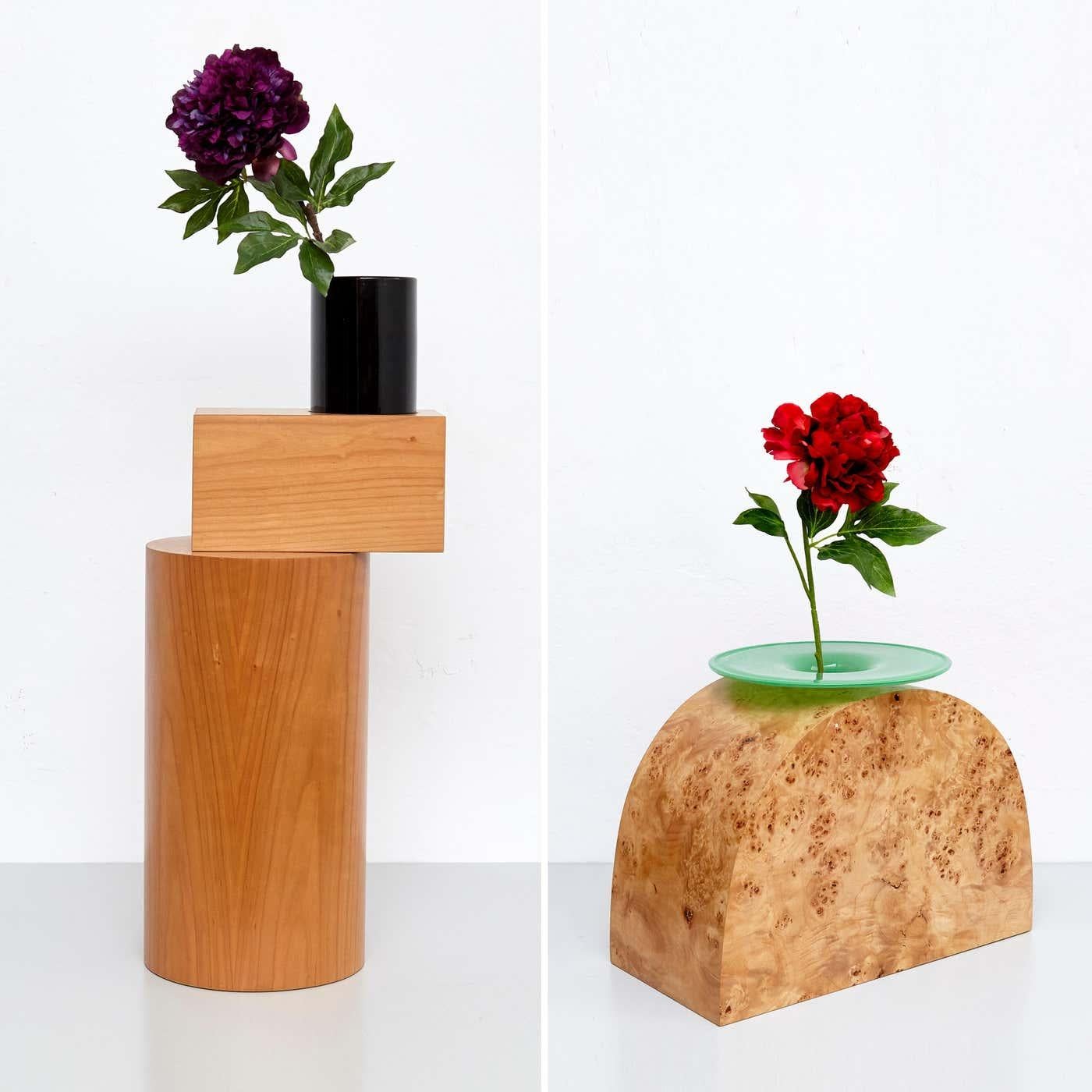 Late 20th Century Ettore Sottsass Wood Vases Collection Design Gallery Milano, 1995