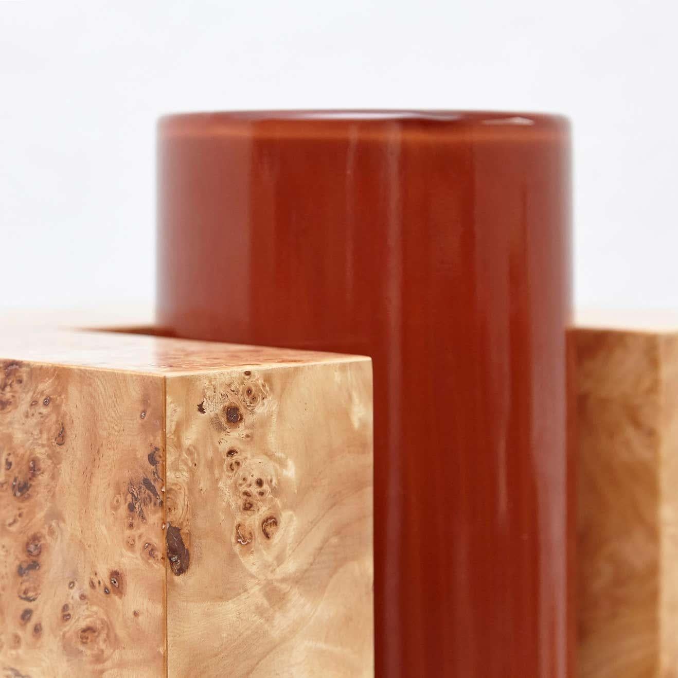 Ettore Sottsass Y Vaso in edizione limitata in Wood e vetro di Murano per fiori in vendita 9