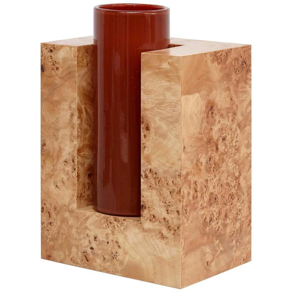Vase aus Holz und Muranoglas von Ettore Sottsass Y in limitierter Auflage für Blumen im Angebot 10