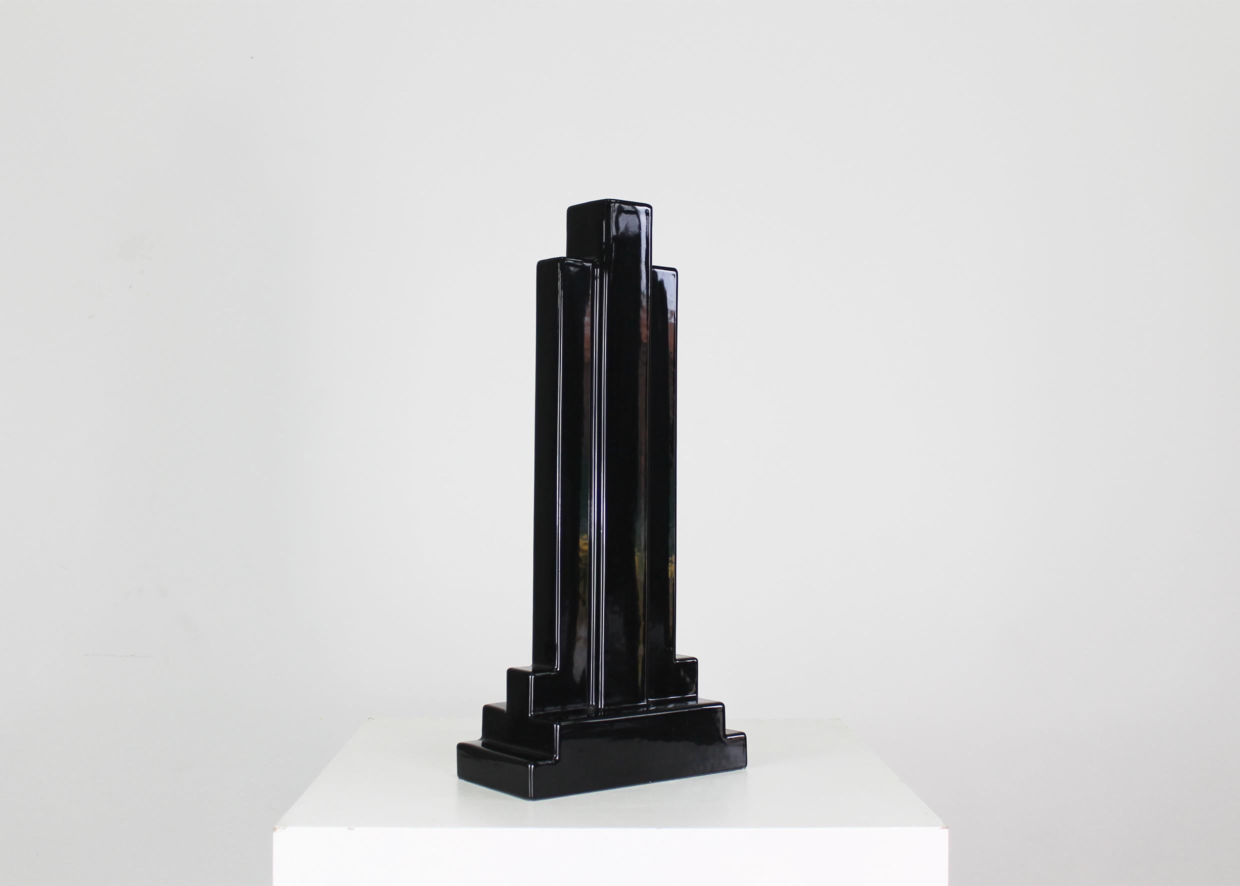 Ettore Sottsass Y15 Vase aus schwarz emaillierter Keramik Yantra-Serie Poltronova 70er Jahre im Angebot 4
