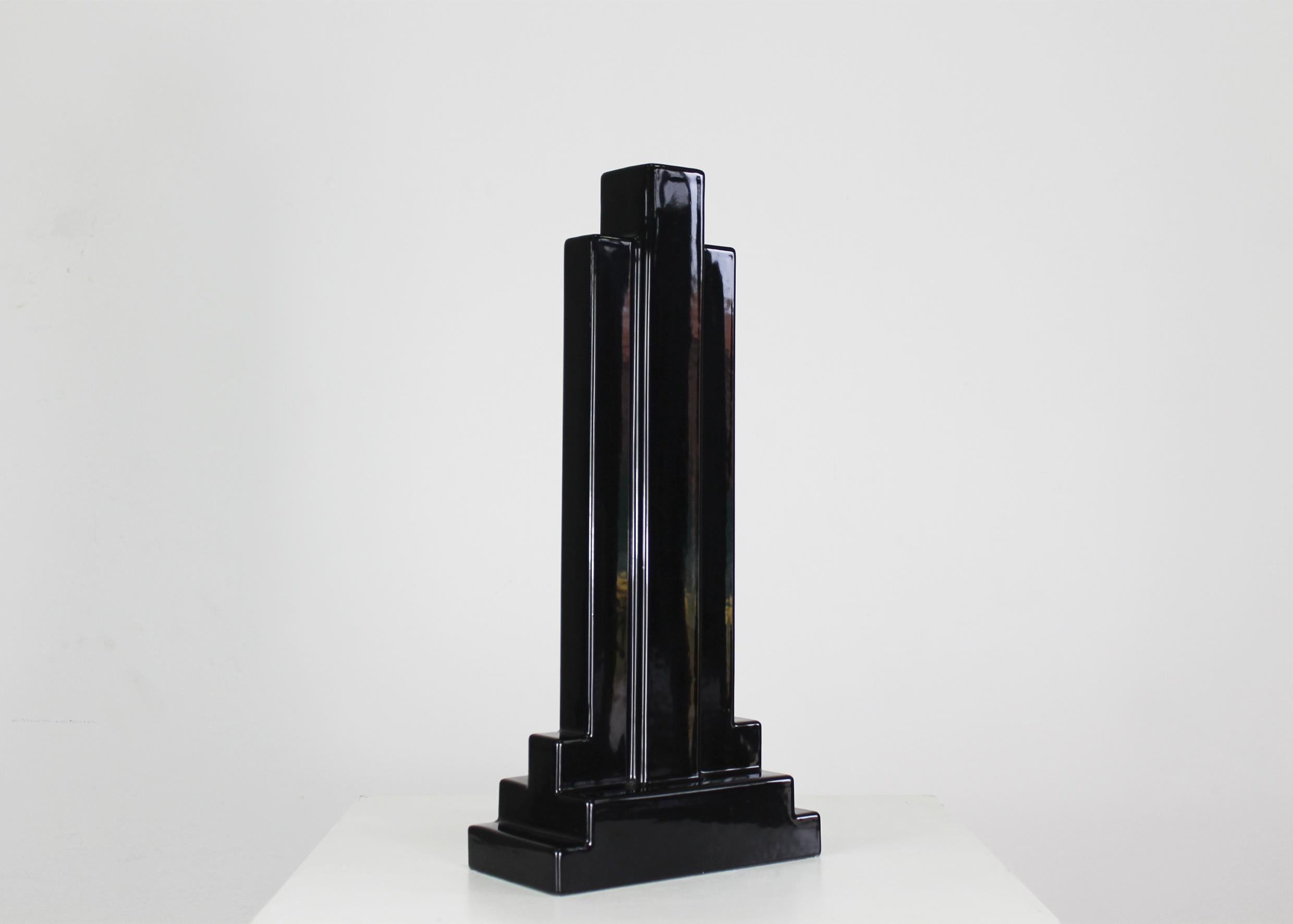 Ettore Sottsass Y15 Vase aus schwarz emaillierter Keramik Yantra-Serie Poltronova 70er Jahre im Angebot 2