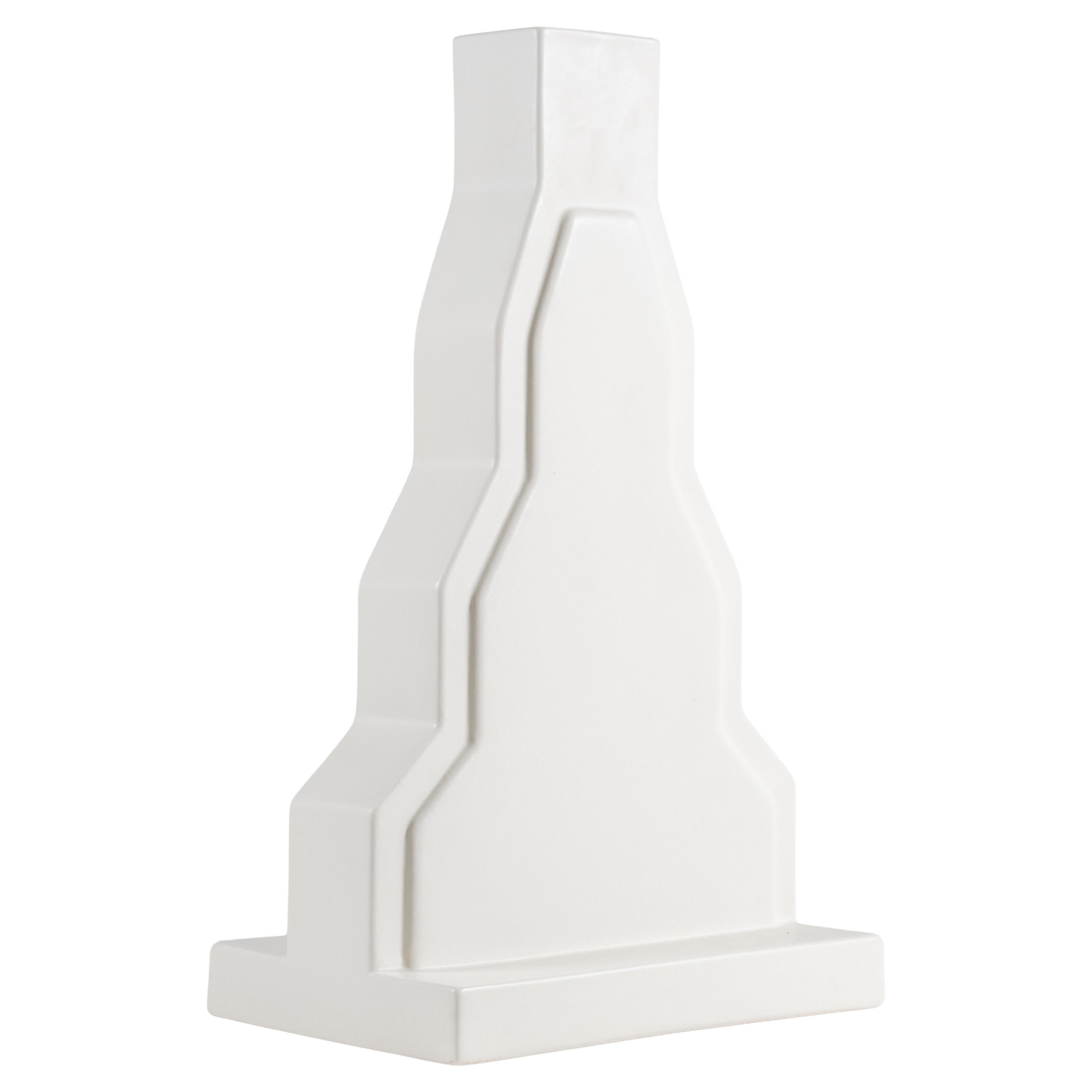 Ettore Sottsass Y23 Vase in White Enameled Ceramic Yantra Series Poltronova 70s in vendita