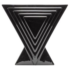 Ettore Sottsass Y29 Vase in Black Enameled Ceramic Yantra Series Poltronova 70s