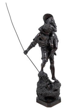 "I Pellegrini", scultura in bronzo patinato, fine del XIX secolo, firmata