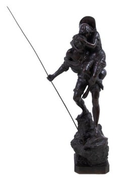 Antique Ettore Ximenes "The Pilgrims" Bronze Sculpture
